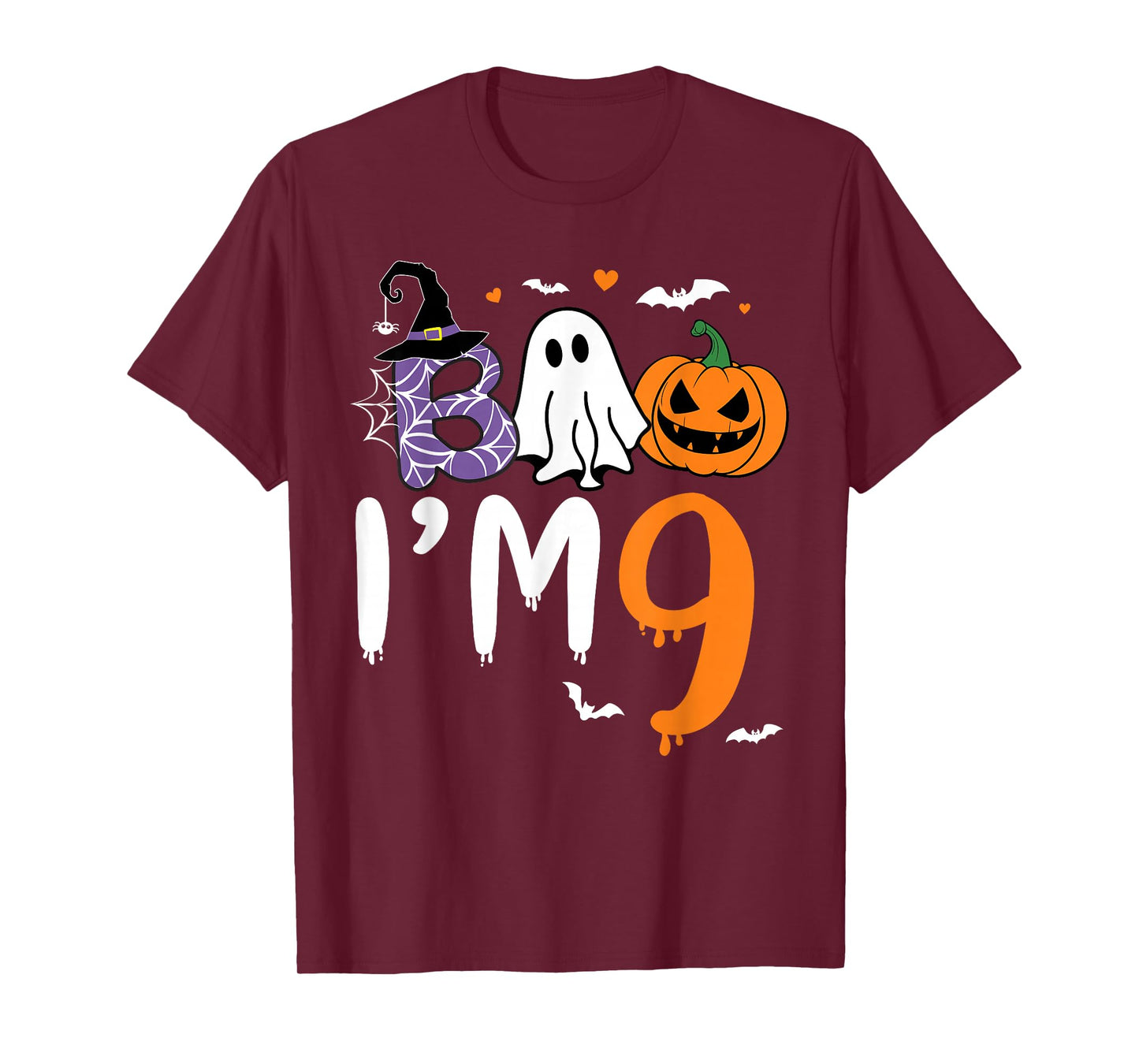 Boo I'm 9 Year Old Ghost 9th Birthday Boy Halloween Costume T-Shirt