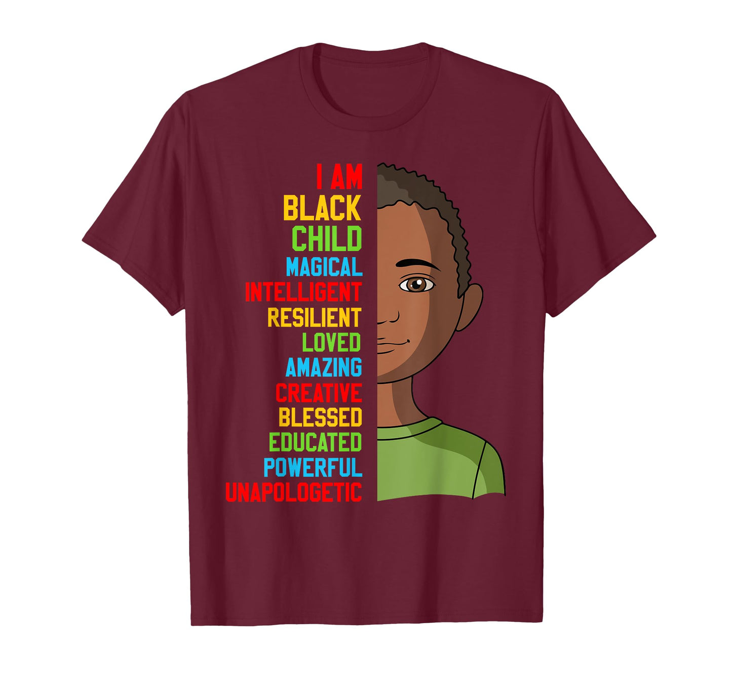 African-Shirt I Am Black Child History American Kids Boy T-Shirt
