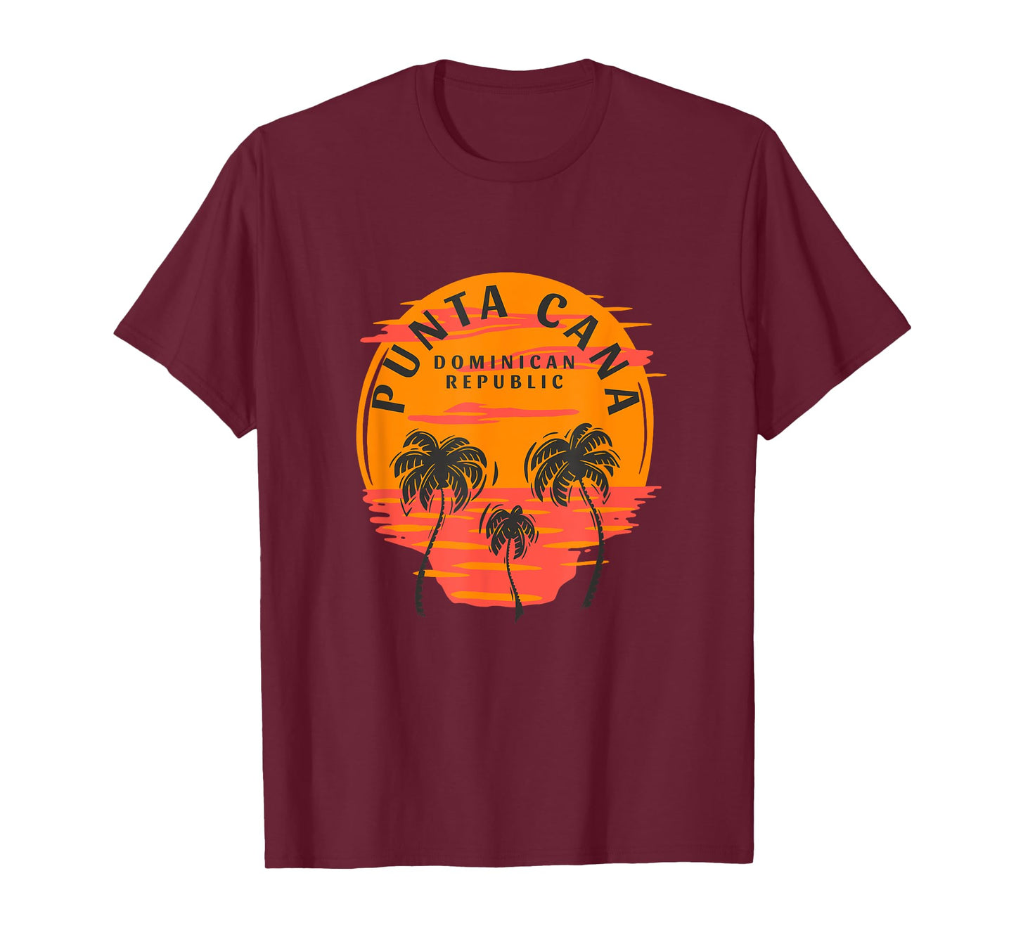 Retro Punta Cana Dominican Republic Palm Trees Sunset Skull T-Shirt