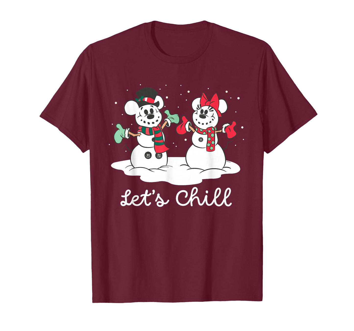 Disney Mickey & Minnie Snowmen “Let's Chill” Winter Holiday T-Shirt