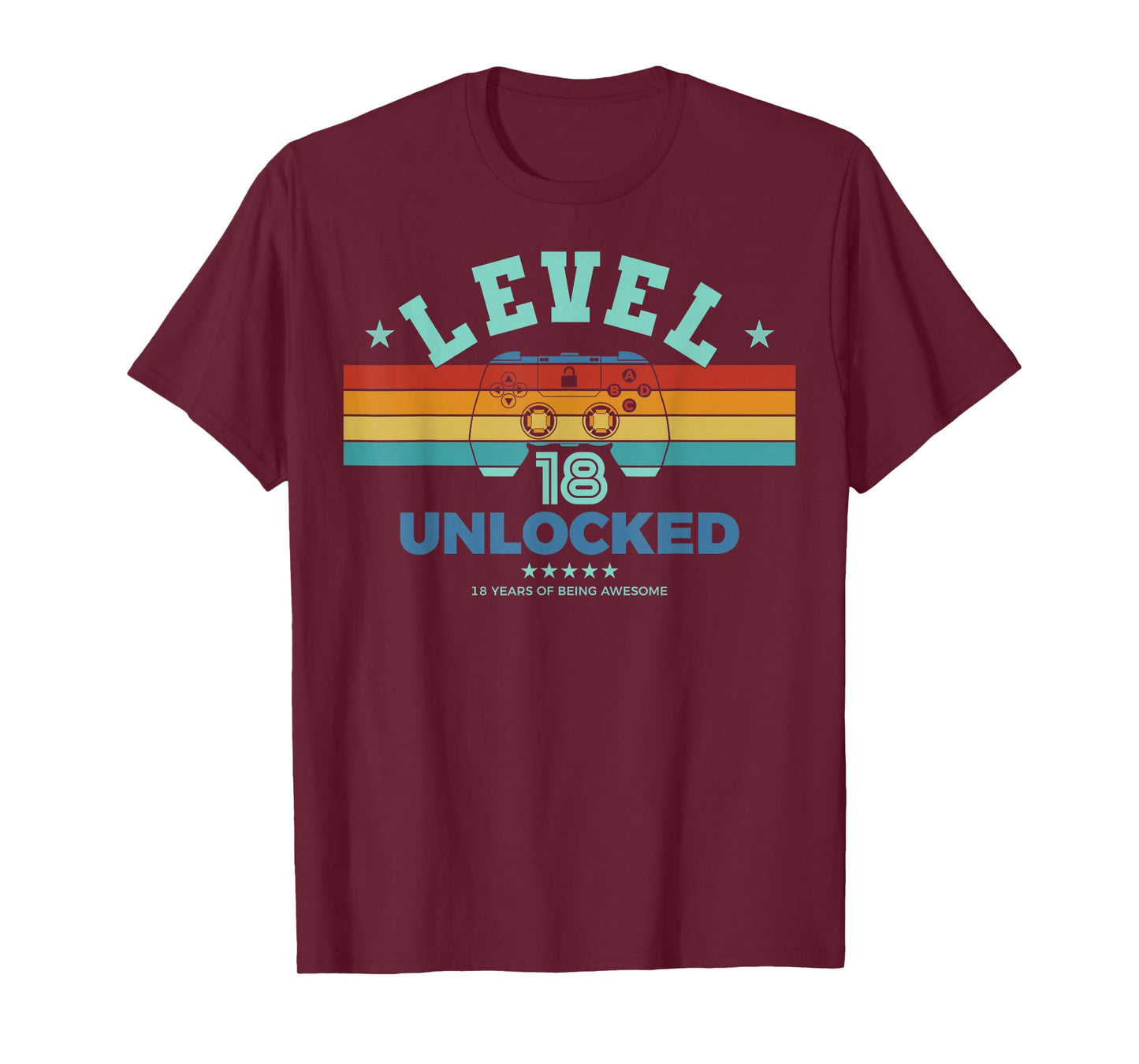 Level 18 Unlocked - 18th Birthday Retro Design for Gamer T-Shirt