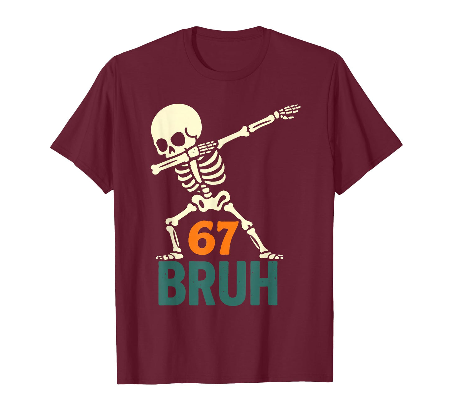 Bruh Halloween Meme Numbers Six Seven Skeleton Funny Kids T-Shirt