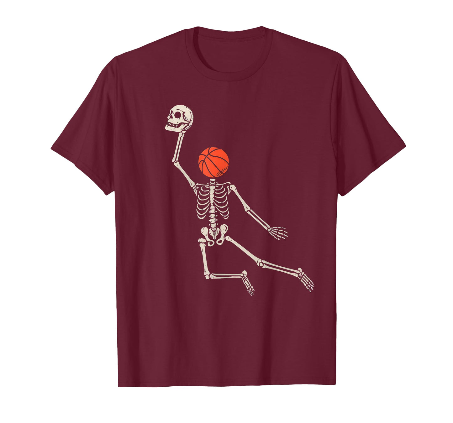 Basketball Halloween Skeleton Playing Basketball Slam Dunk T-Shirt