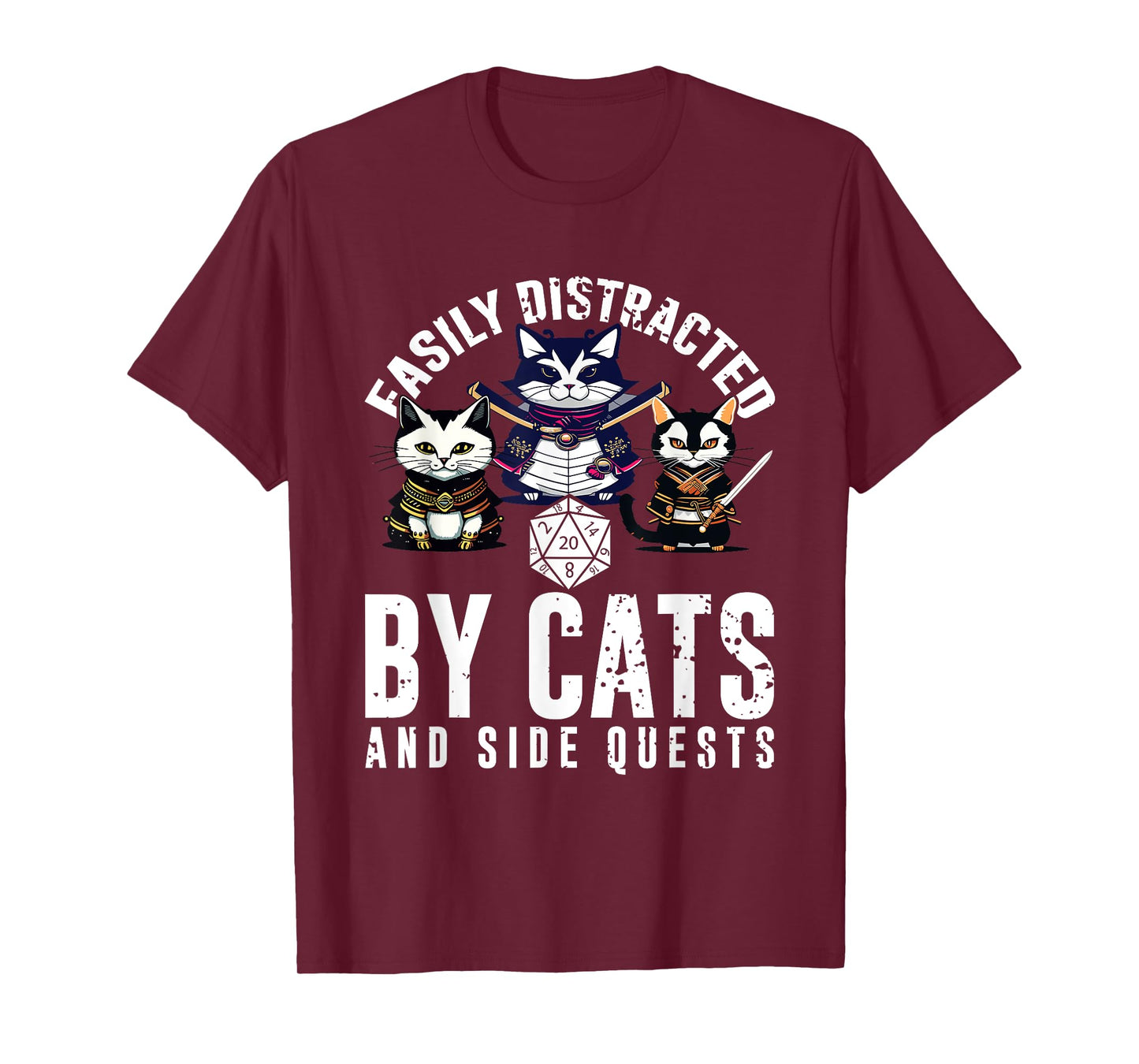 Cats Side Quest Easily Distracted Side Quests Gaming Dice T-Shirt