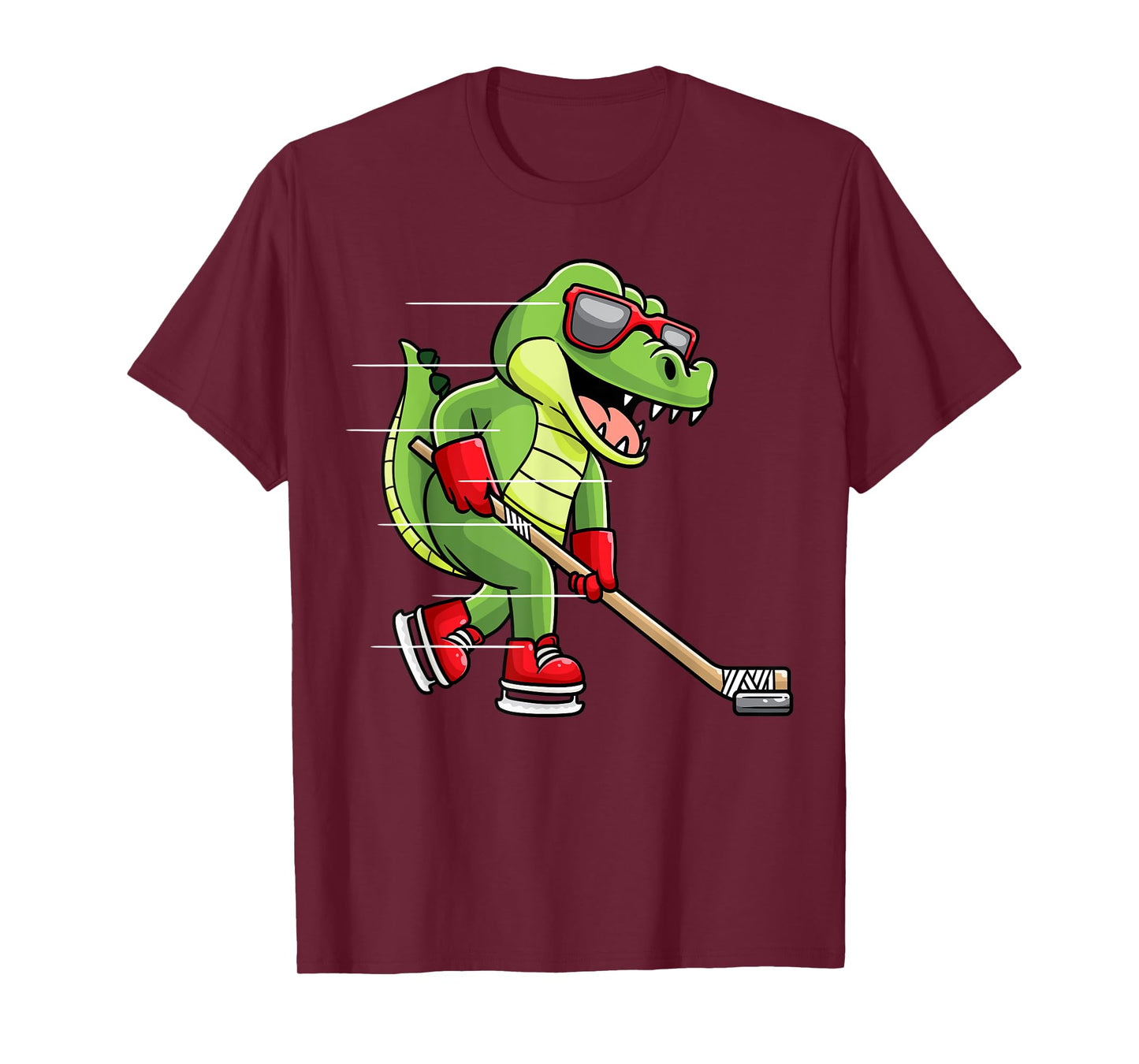 Crocodile Playing Ice Hockey Game Player Alligator T-Shirt