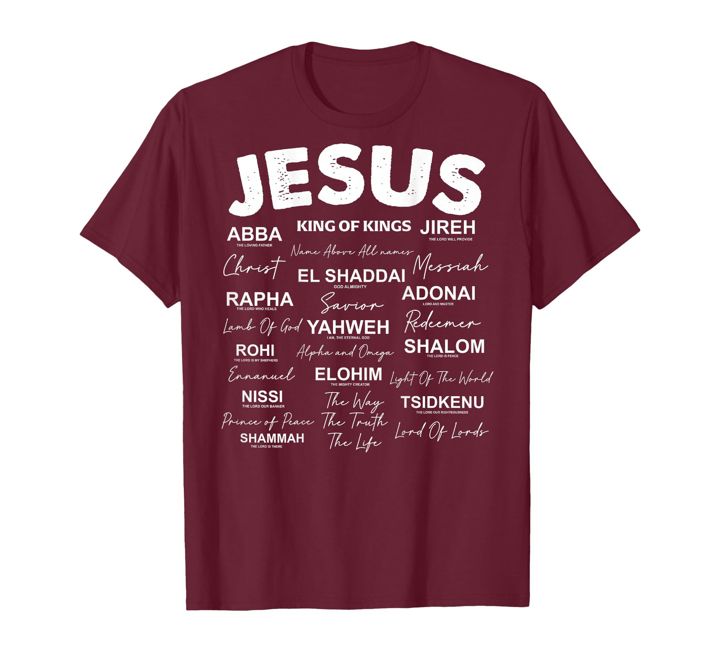 Jesus is King Names of God Hebrew Jesus Christian (On Back) T-Shirt