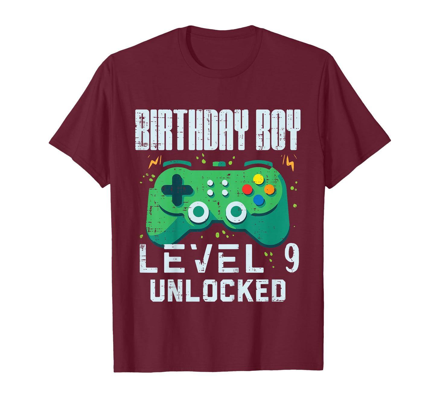Kids Birthday Boy Level 9 Unlocked Gamer Controller 9th Bday Boys T-Shirt