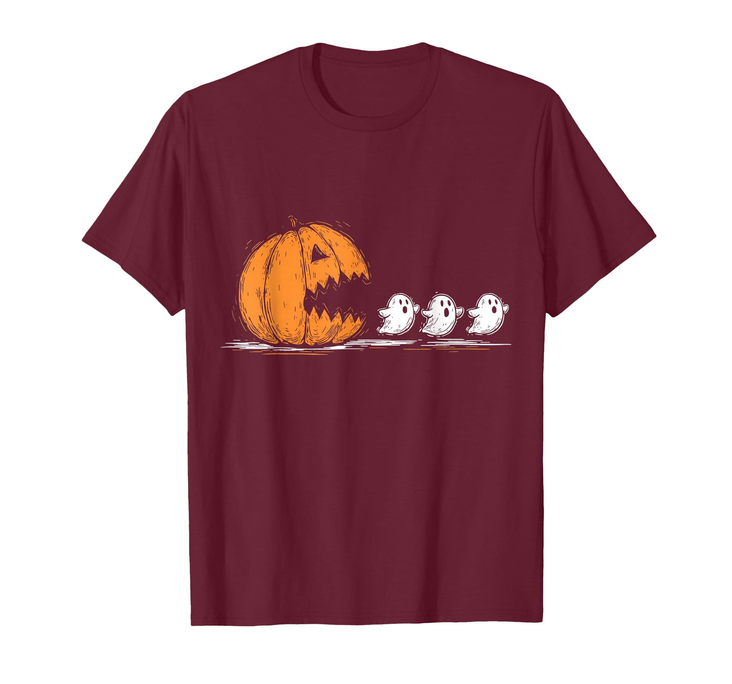 Halloween Funny Gamer Pumpkin Eating Ghost Spooky Men Women T-Shirt