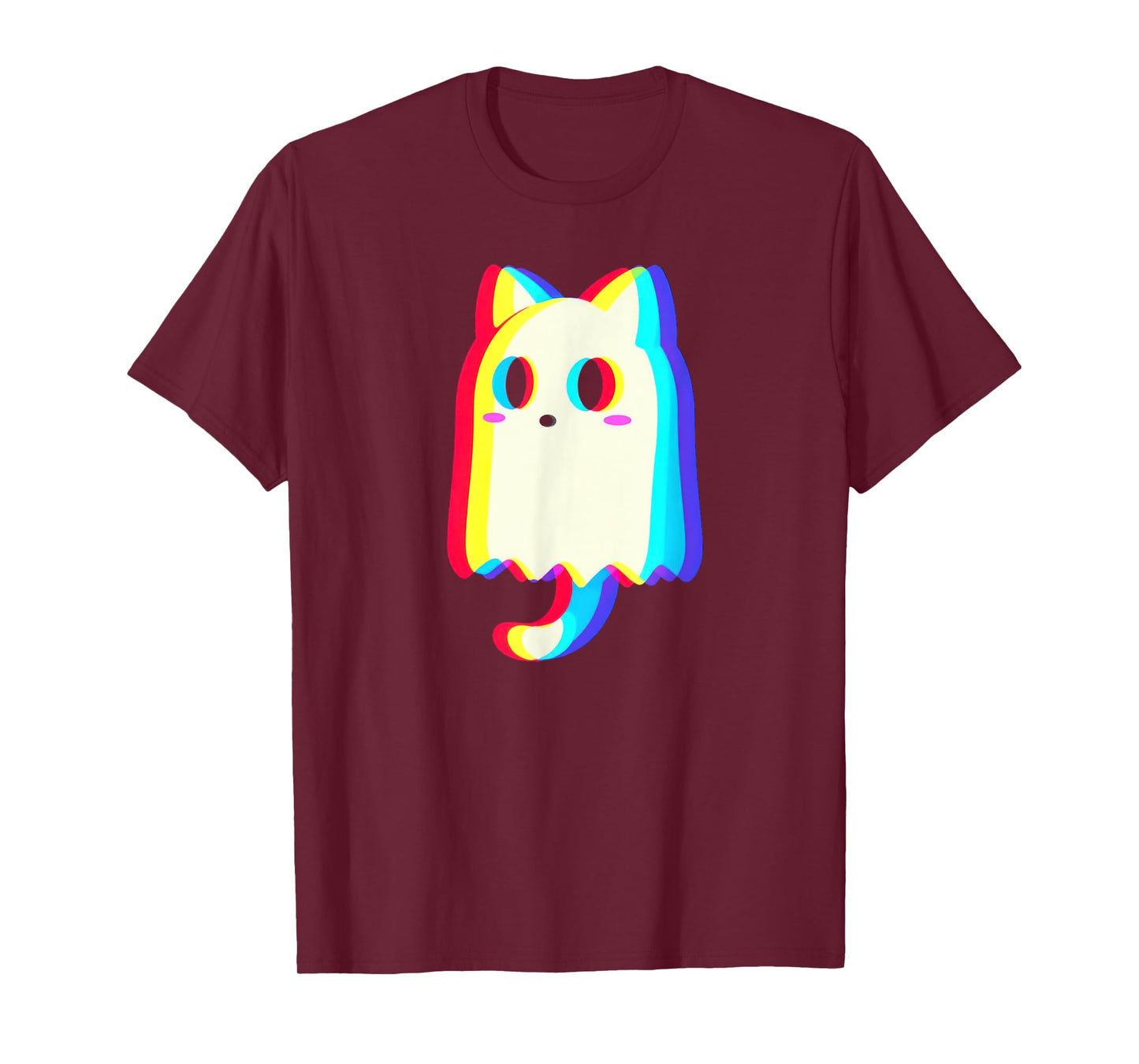 Trippy Vaporwave Ghost Cat Halloween Techno Rave EDM Men Women Kids T-Shirt