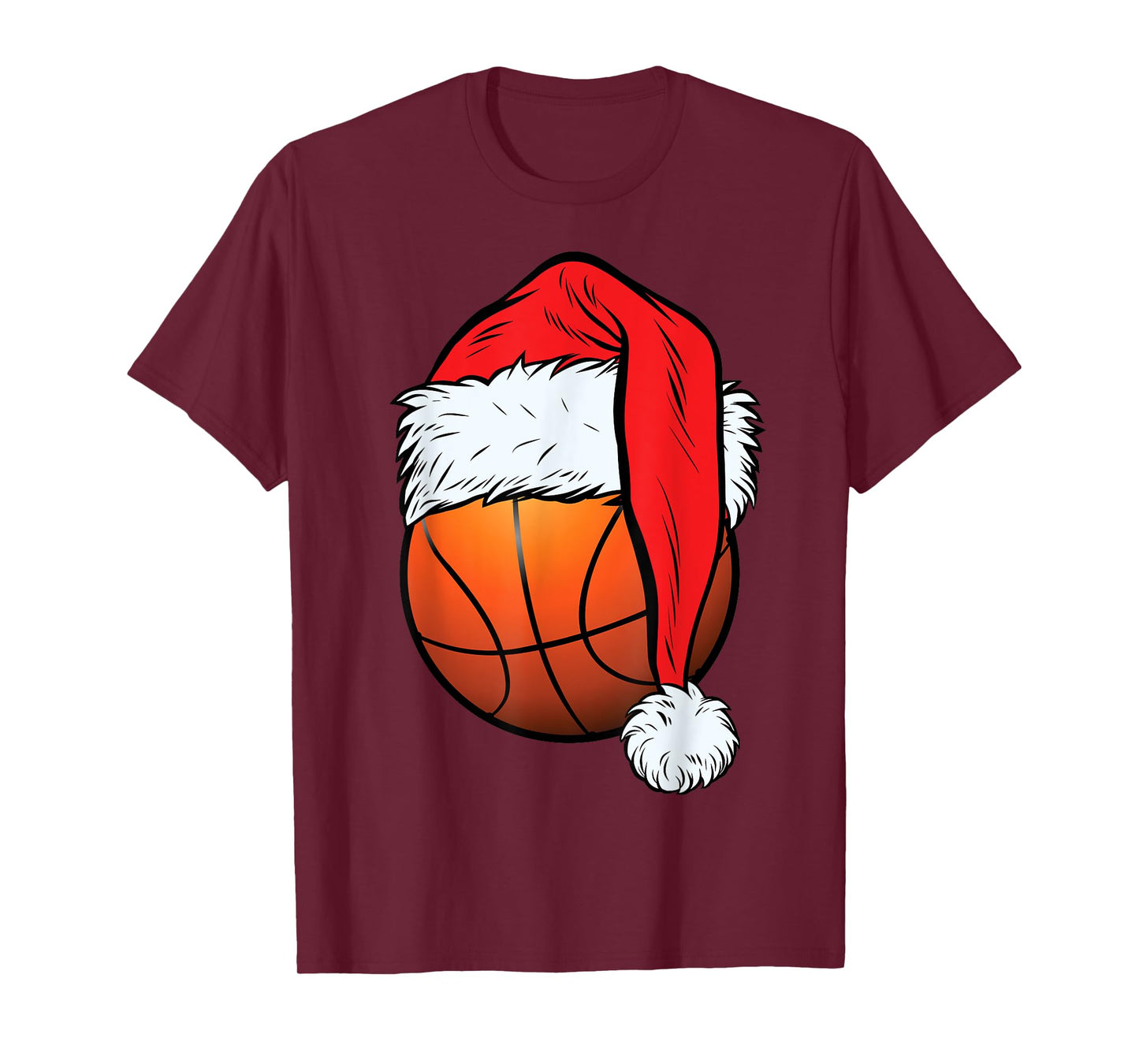 Christmas Basketball Ball Santa Hat Xmas Boys Men Sport T-Shirt