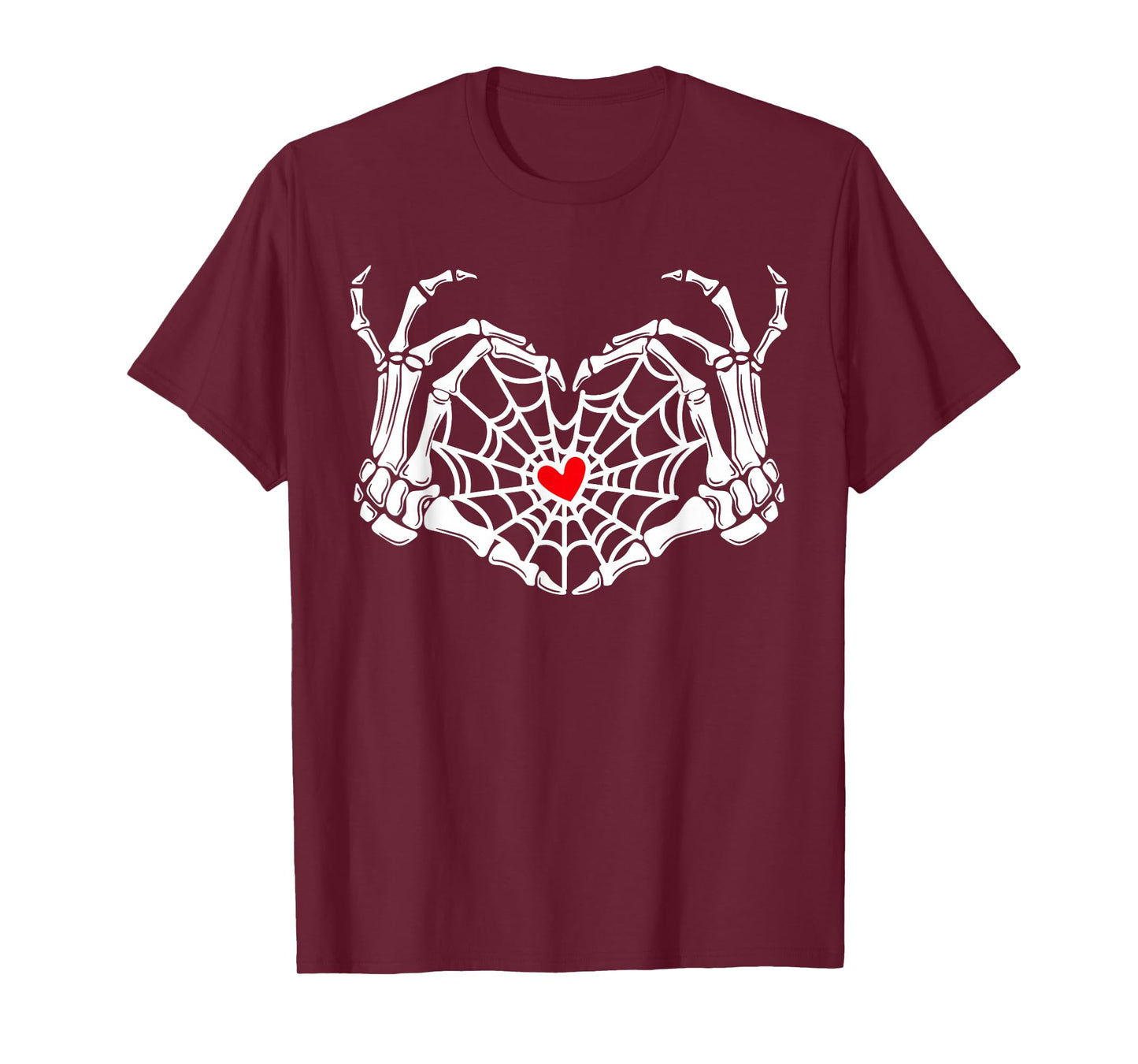 Retro Skeleton Hands Heart Sign Halloween Costume Women Girl T-Shirt