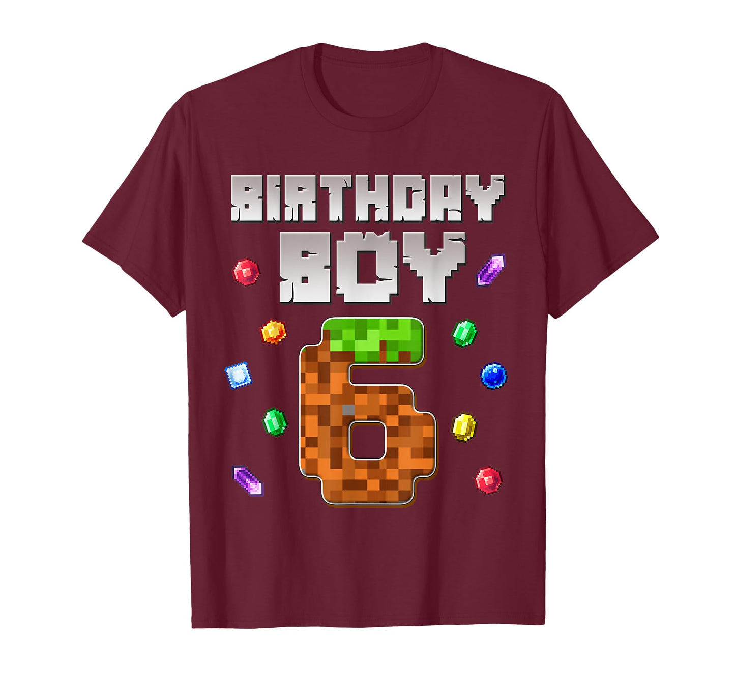 Birthday Boy Kids 6th Birthday 6 Year Old Gamer Pixel T-Shirt