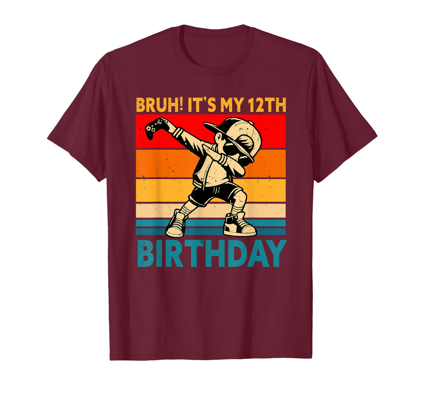 Bruh It's My 12th Birthday 12 Years Old Boy Dabbing Gamer T-Shirt