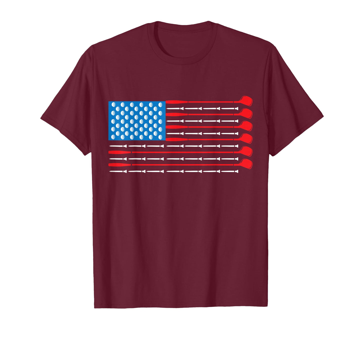 Patriotic Golf Shirt - USA Flag Golf Clubs & Golf Balls Tee T-Shirt