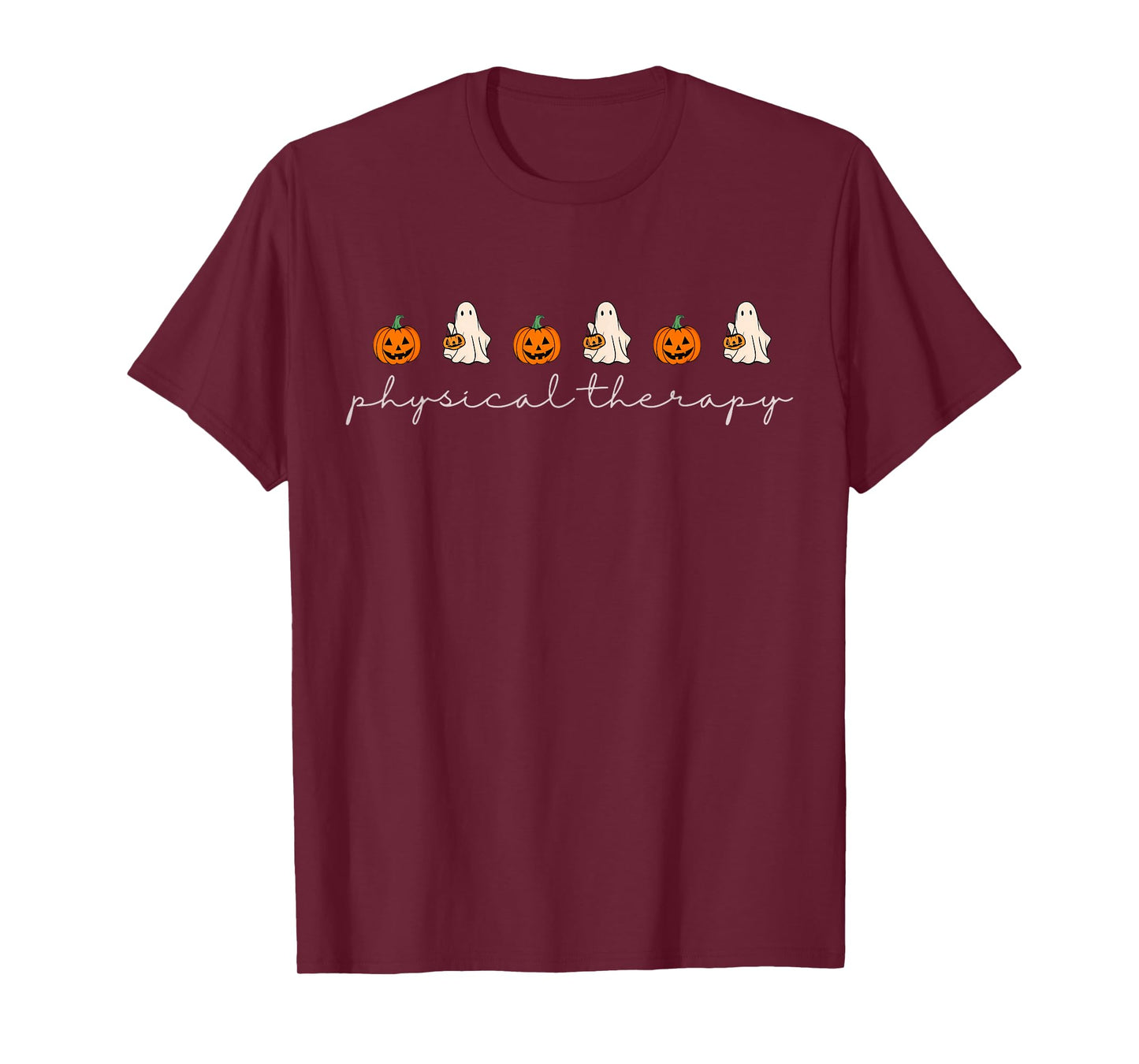 Physical Therapy Pumpkin Fall Ghost Halloween PT Therapist T-Shirt