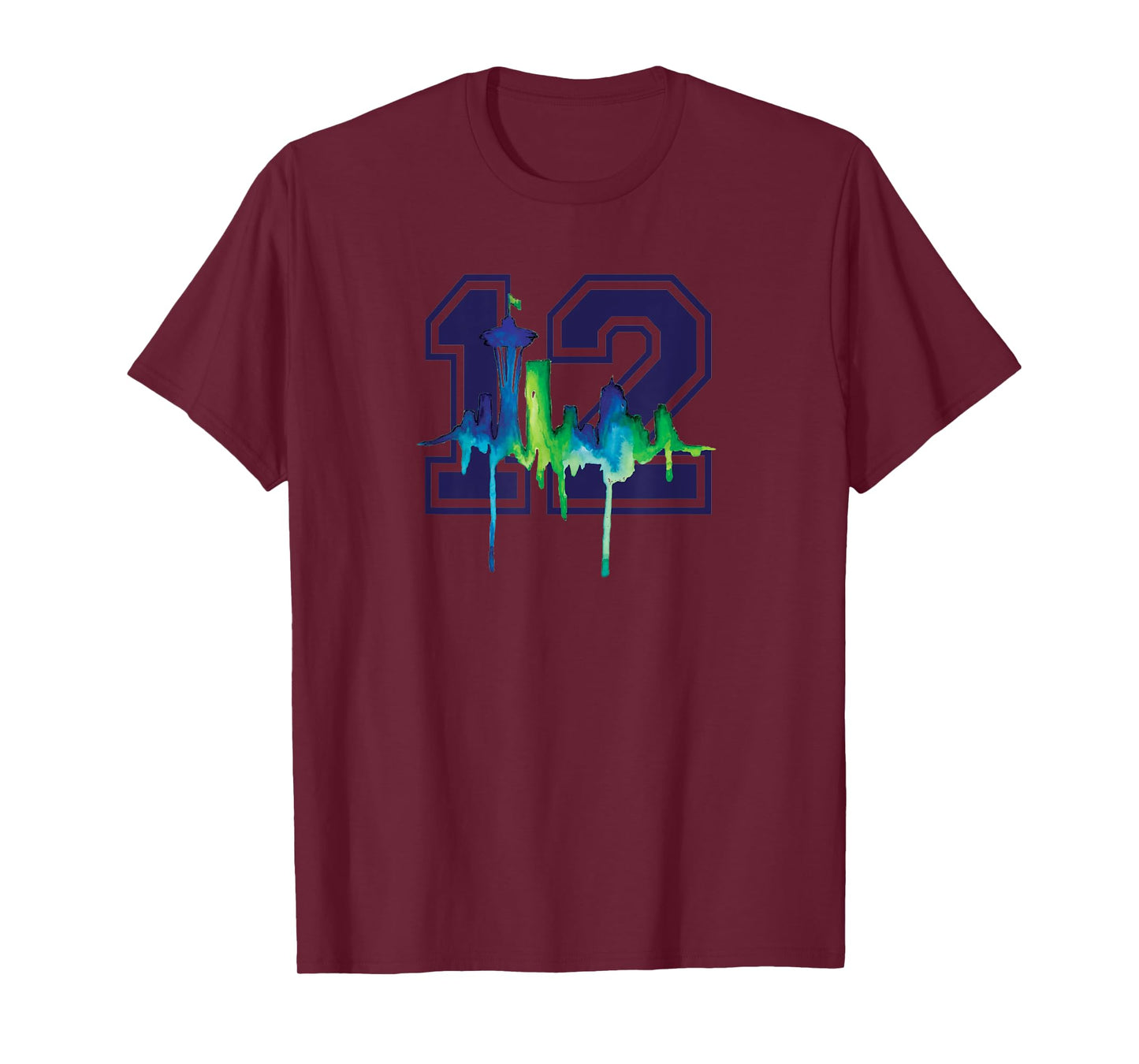 Seattle Football Fan - city skyline 12 watercolor T-Shirt