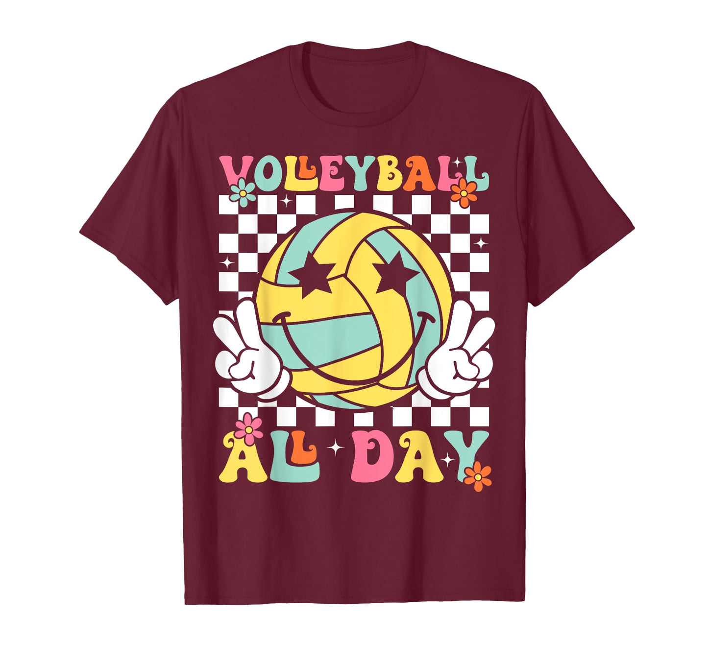 Retro Groovy Volleyball Girl Women Volleyball All Day T-Shirt