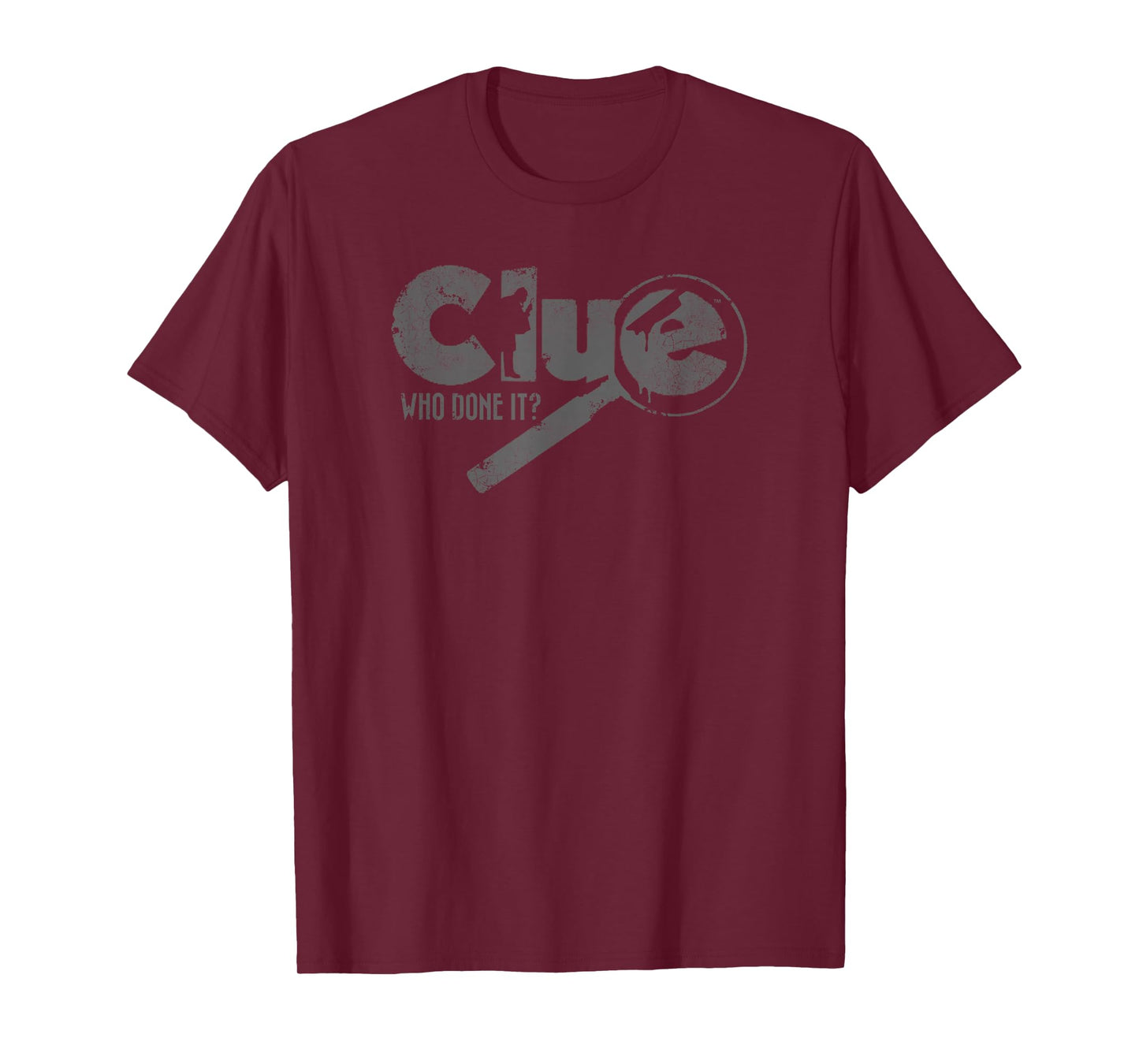Clue Who Done It? Magnifying Glass Distressed Logo T-Shirt