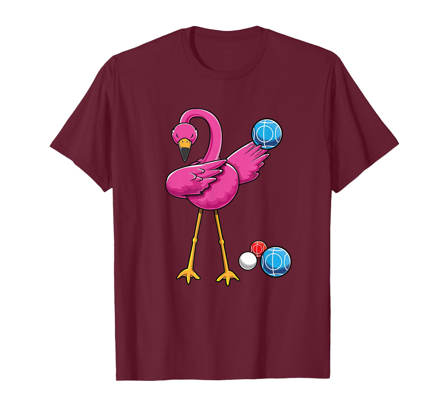 Cute Dabbing Flamingo Bocce Ball Player Boccie Girls Bocci T-Shirt