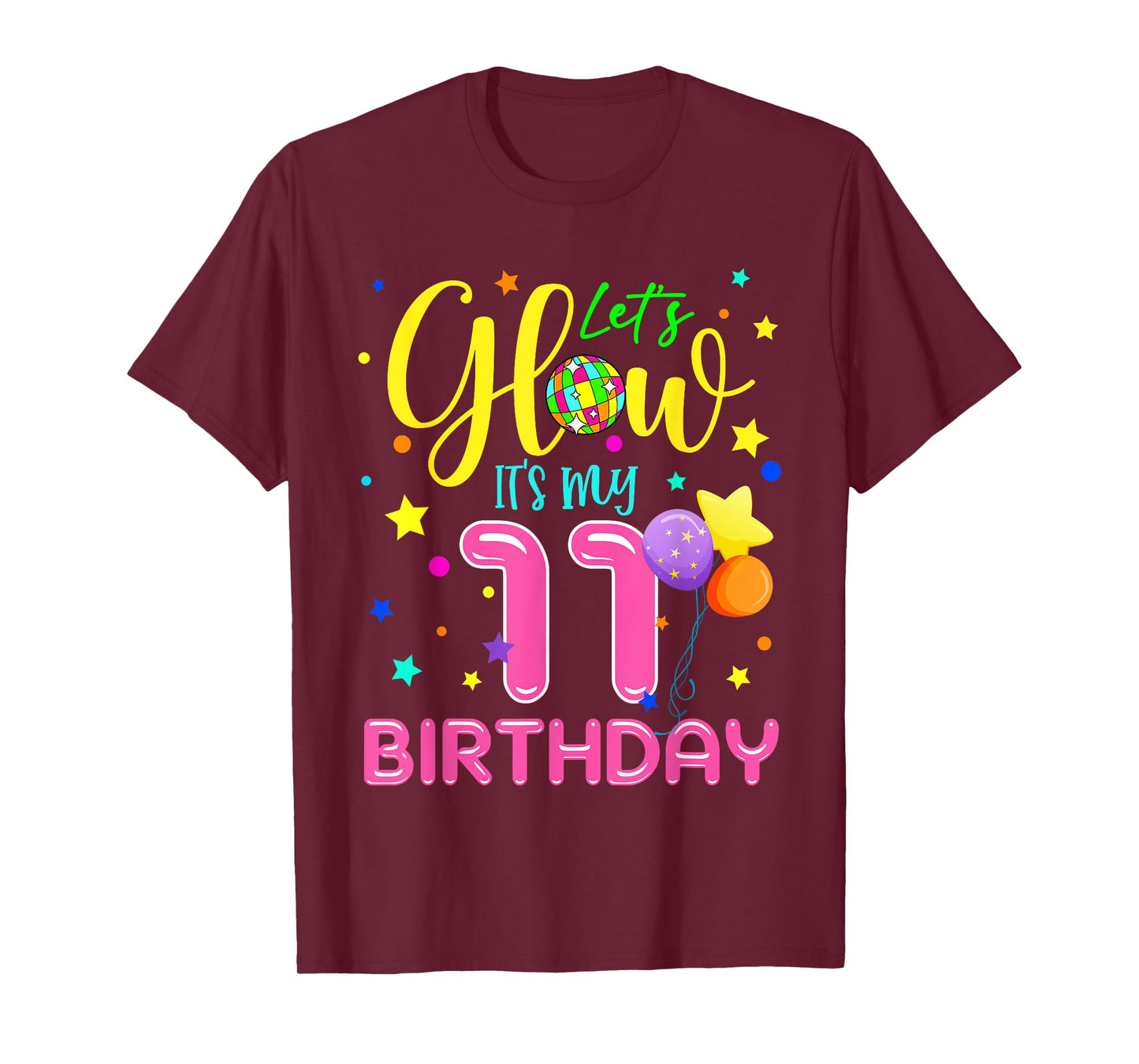 Lets Crazy It's My 11th Birthday Party Glowing 80s Team T-Shirt