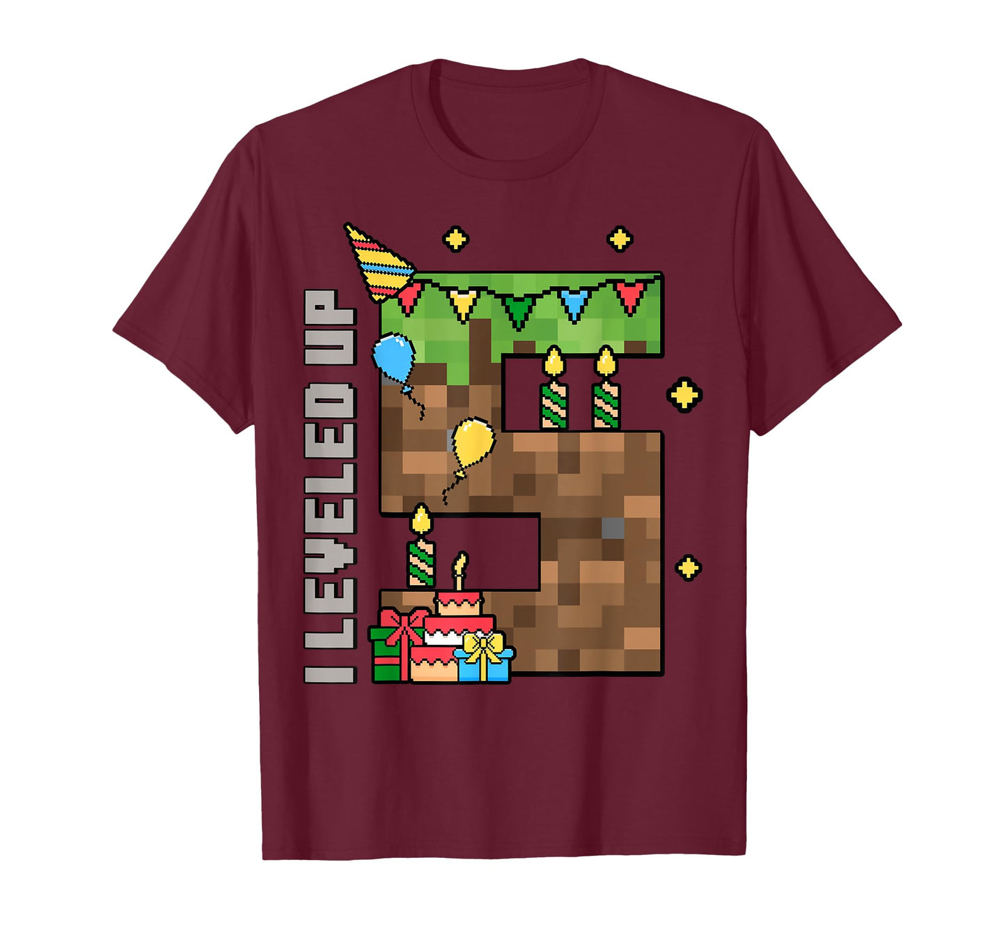 5th Birthday Boy I Leveled Up 5 Pixel Birthday Gamer T-Shirt