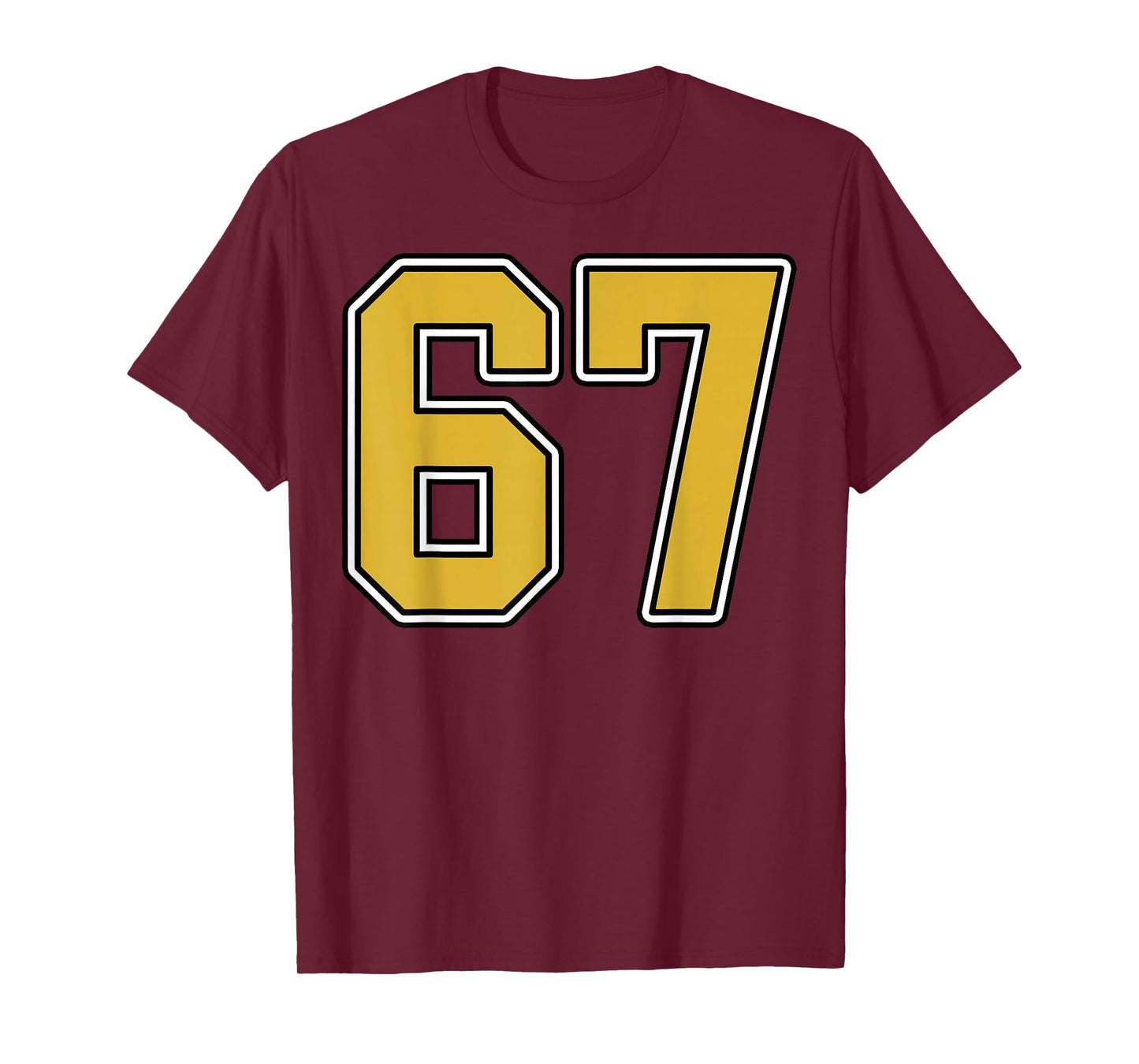 Old Gold Black White Sports Number 67 Jersey Uniform Player T-Shirt