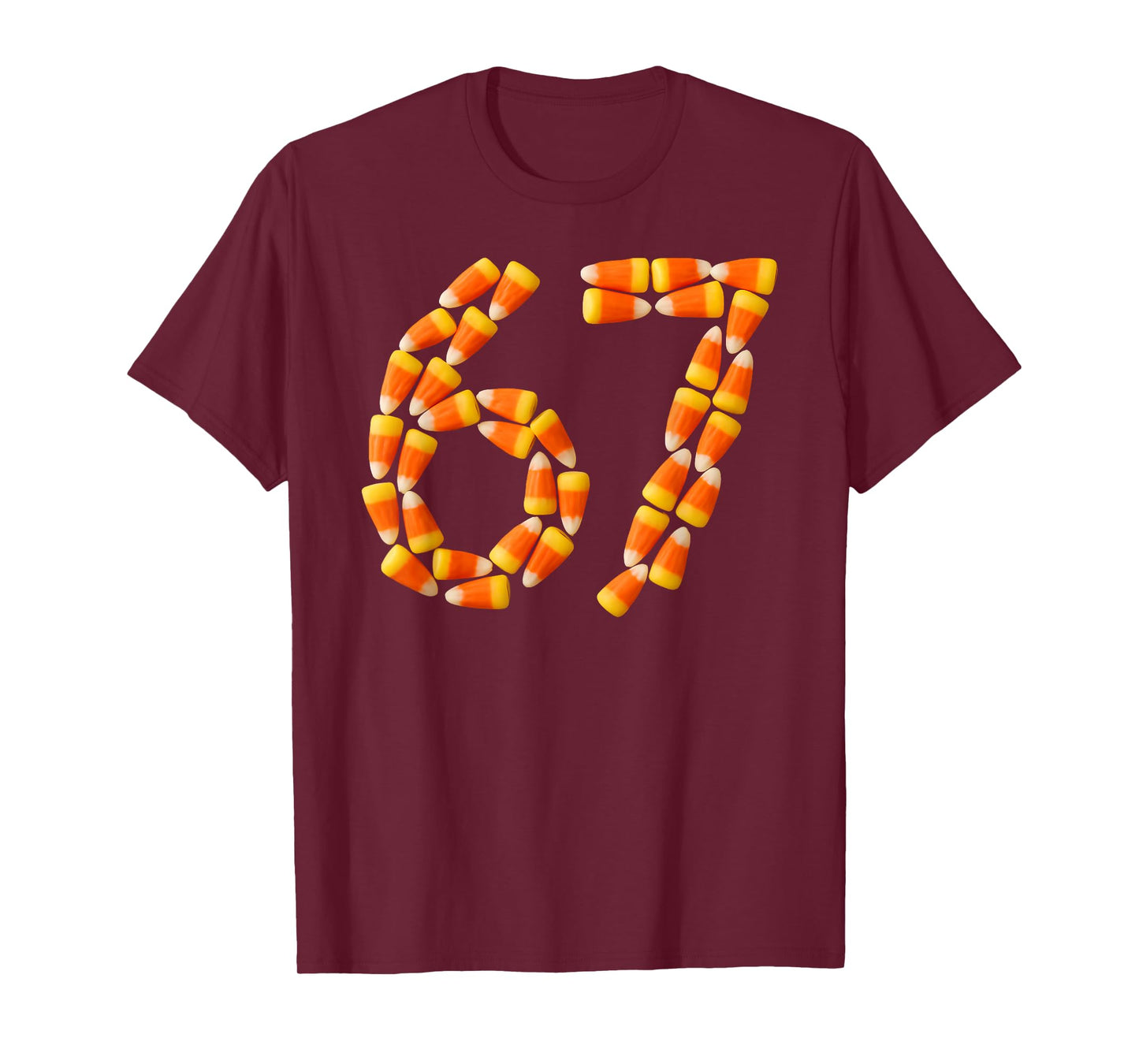 Six Seven Candy Corn Sweet Halloween Number 67 Design T-Shirt