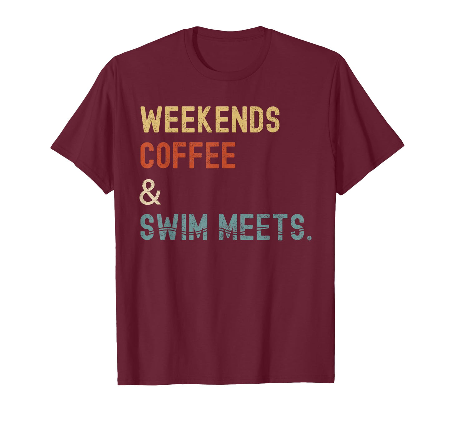 2 Weekends Coffee Swim Meets Shirt Swimmer Shirt M Unisex-Adults Women Black Small Cotton, Polyester Short Sleeve T-Shirt