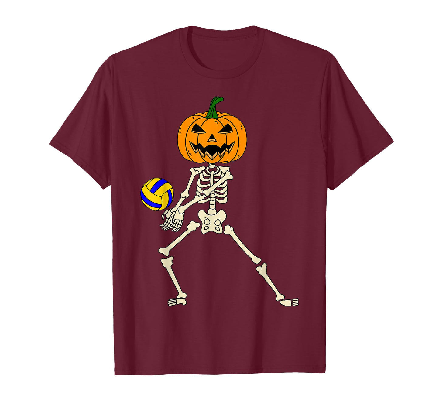 Halloween Volleyball Skeleton Player Retro Vintage Sport T-Shirt