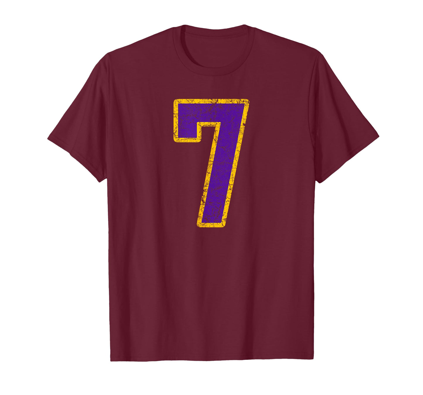 Purple Gold Number 7 Jersey Player Uniform #7 Grunge T-Shirt