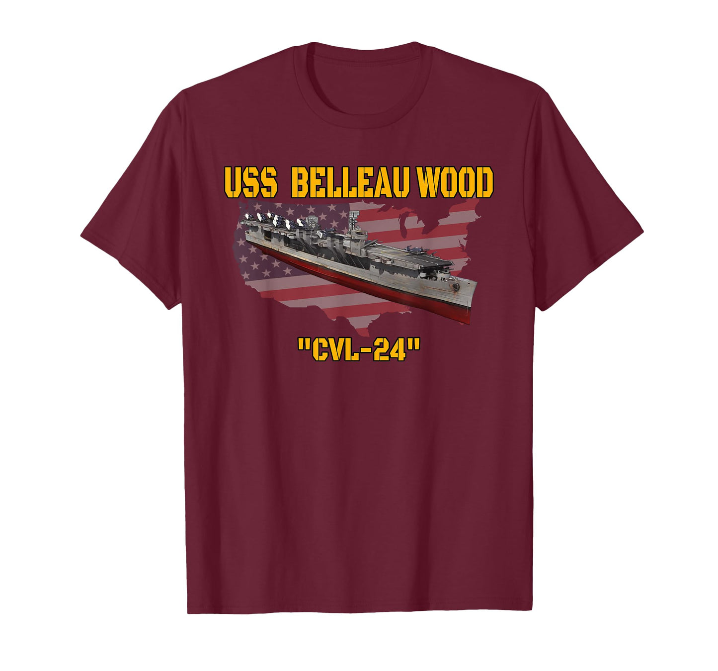 Aircraft Carrier USS Belleau Wood CVL-24 Veterans Day Father T-Shirt