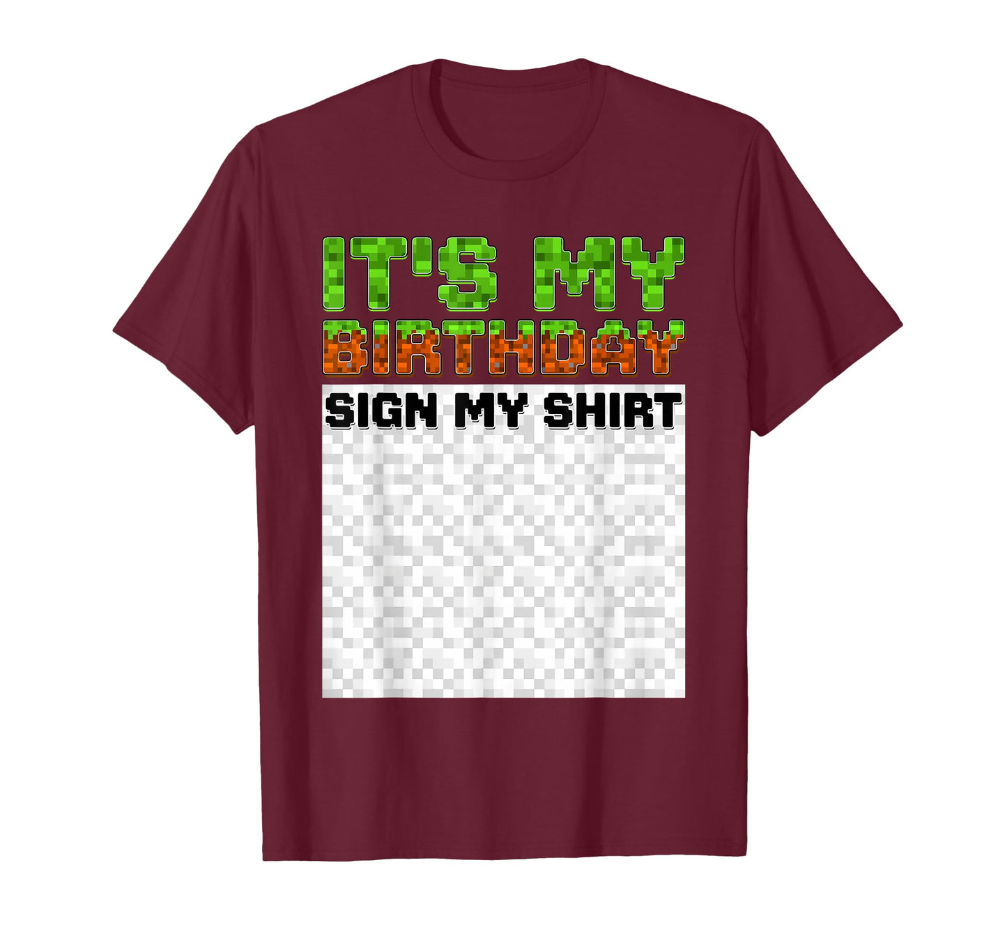 Birthday Boy Kids It's My Birthday Sign My Shirt Pixel Gamer T-Shirt