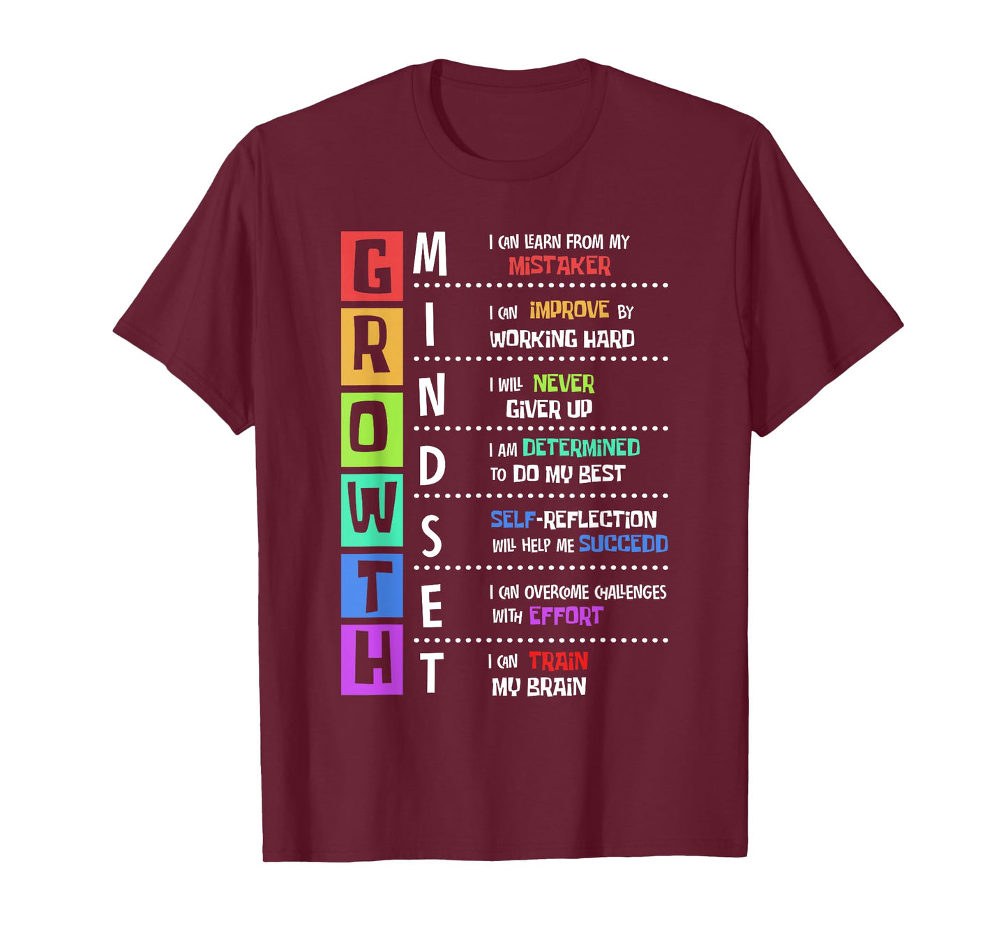 Growth Mindset Positive Motivational Classroom Teacher Learn T-Shirt