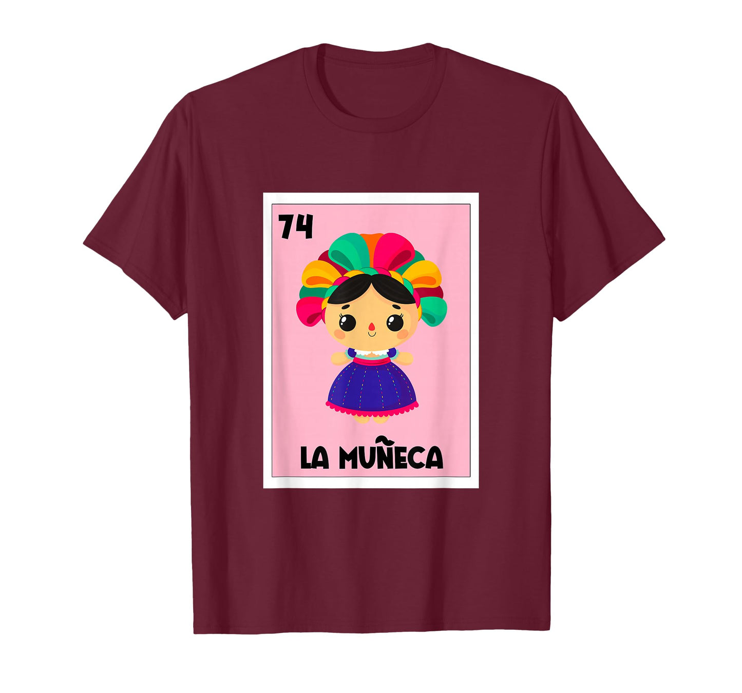 La Muneca Mexican Bingo Card Game Mexican Doll Spanish Girl T-Shirt