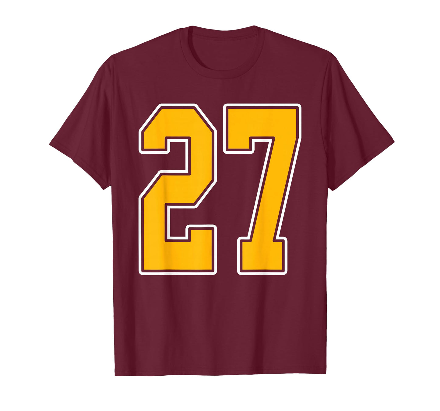 Gold and White Sports Number 27 Jersey Uniform Player T-Shirt