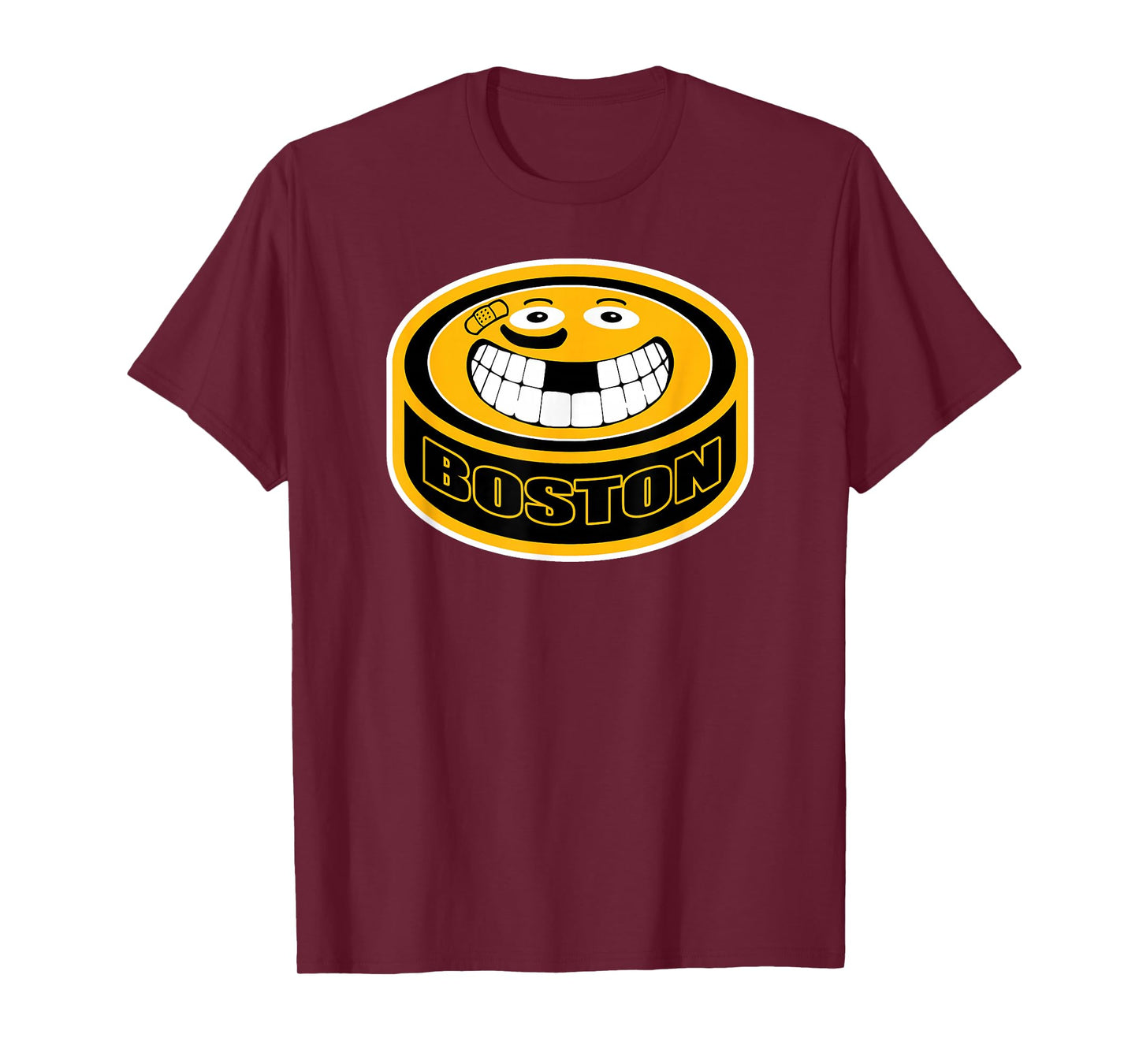 Hockey Boston Mass. Funny Kid Adult Puck Smile Face Gift T-Shirt