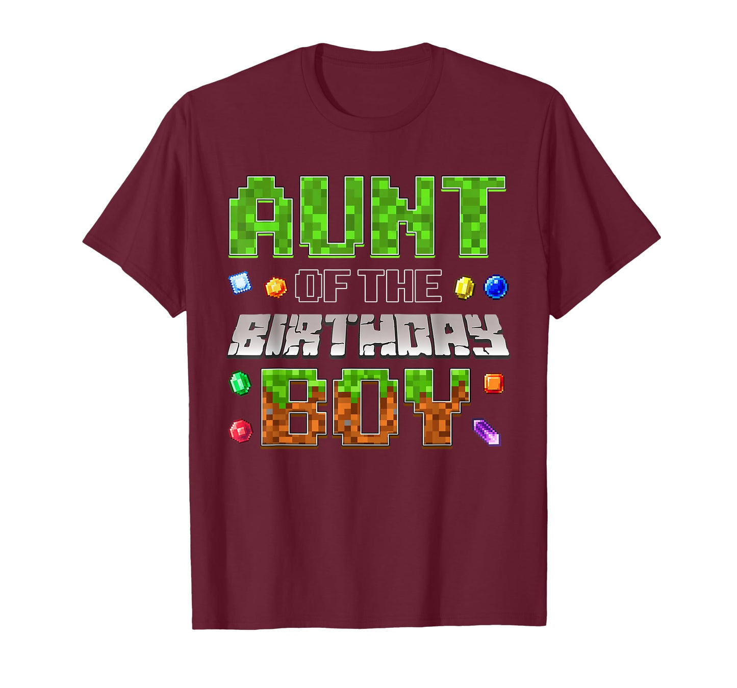 Aunt Of The Birthday Boy Game Pixel Number Birthday Party T-Shirt