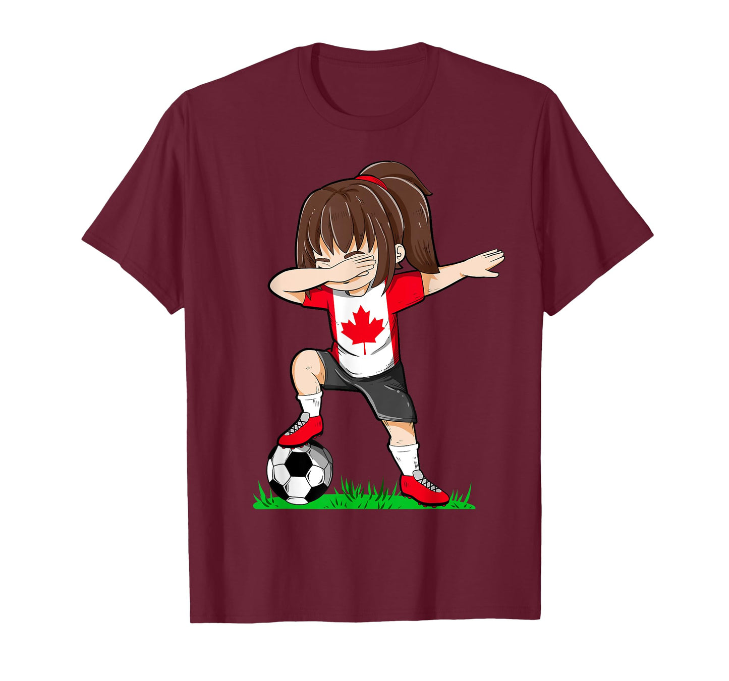 Soccer Canada Jersey Shirt Canadian Flag Football Girls Dab T-Shirt