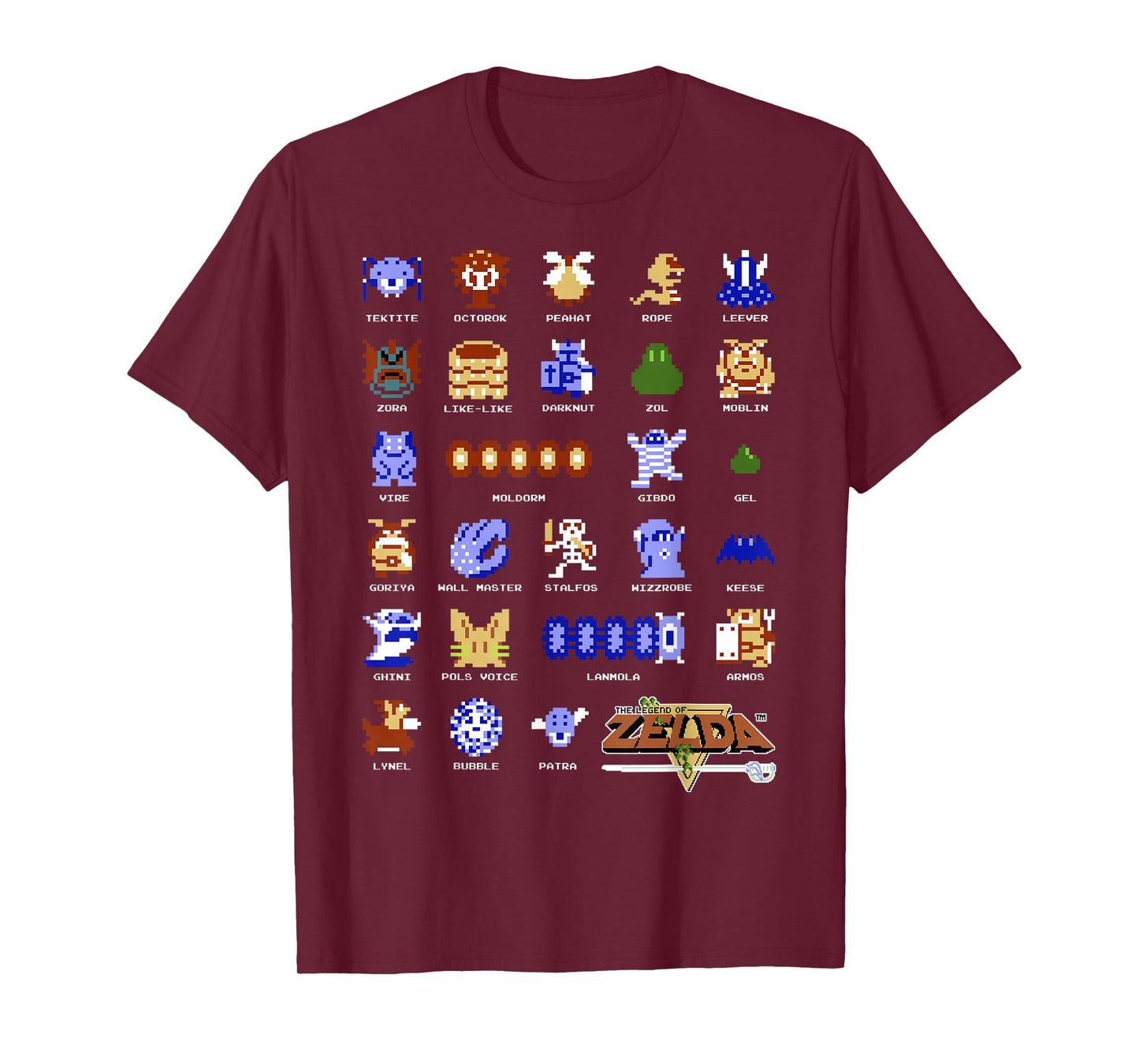 Legend Of Zelda Character Pixel Art Portrait Grid T-Shirt