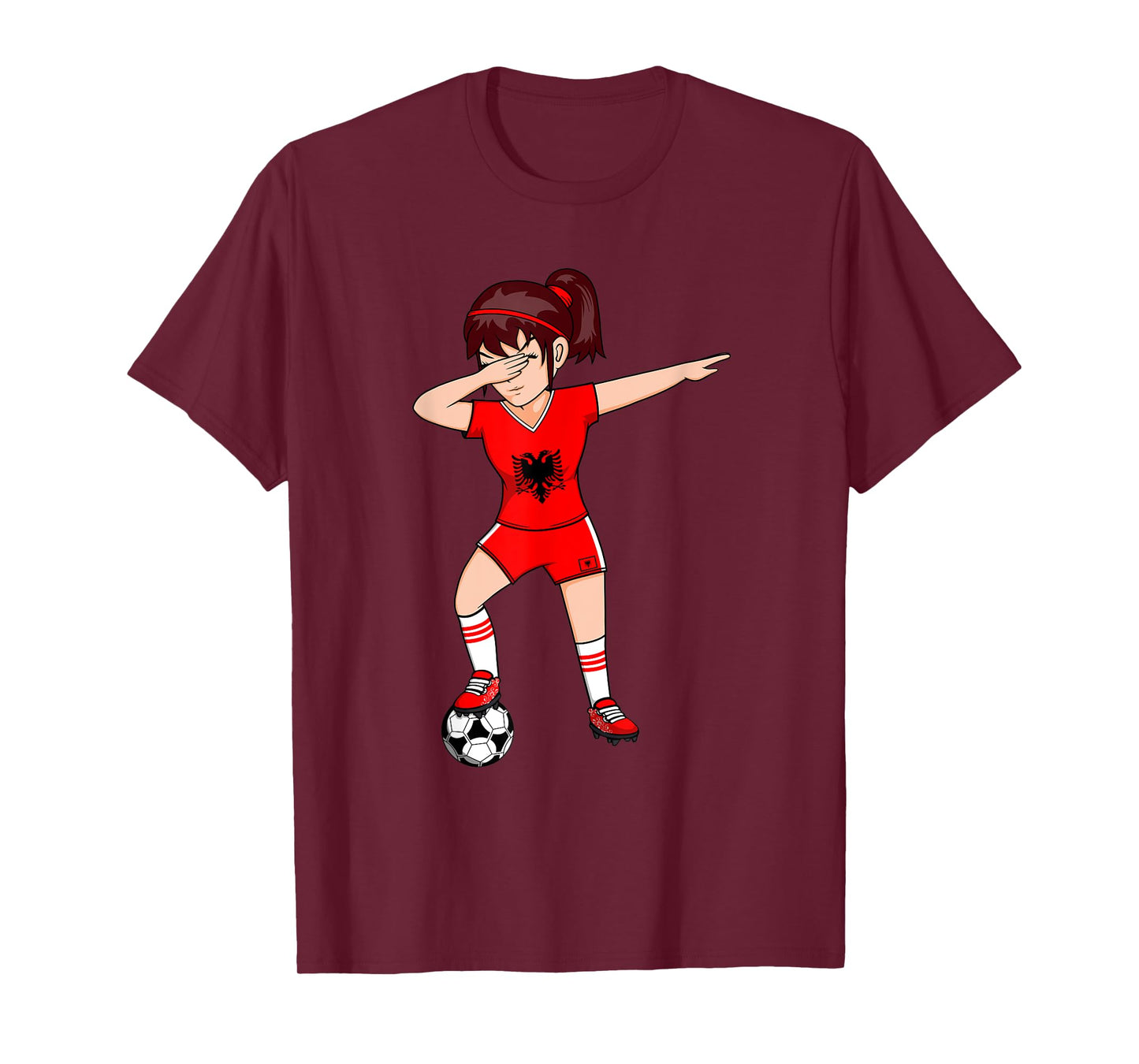 Dabbing Soccer Girl Albania Jersey Albanian Football Lovers T-Shirt