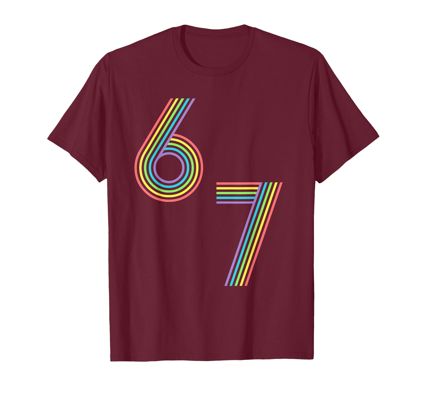 Funny Six Seven 6 7 Meme Rainbow Stripes Graphic T-Shirt