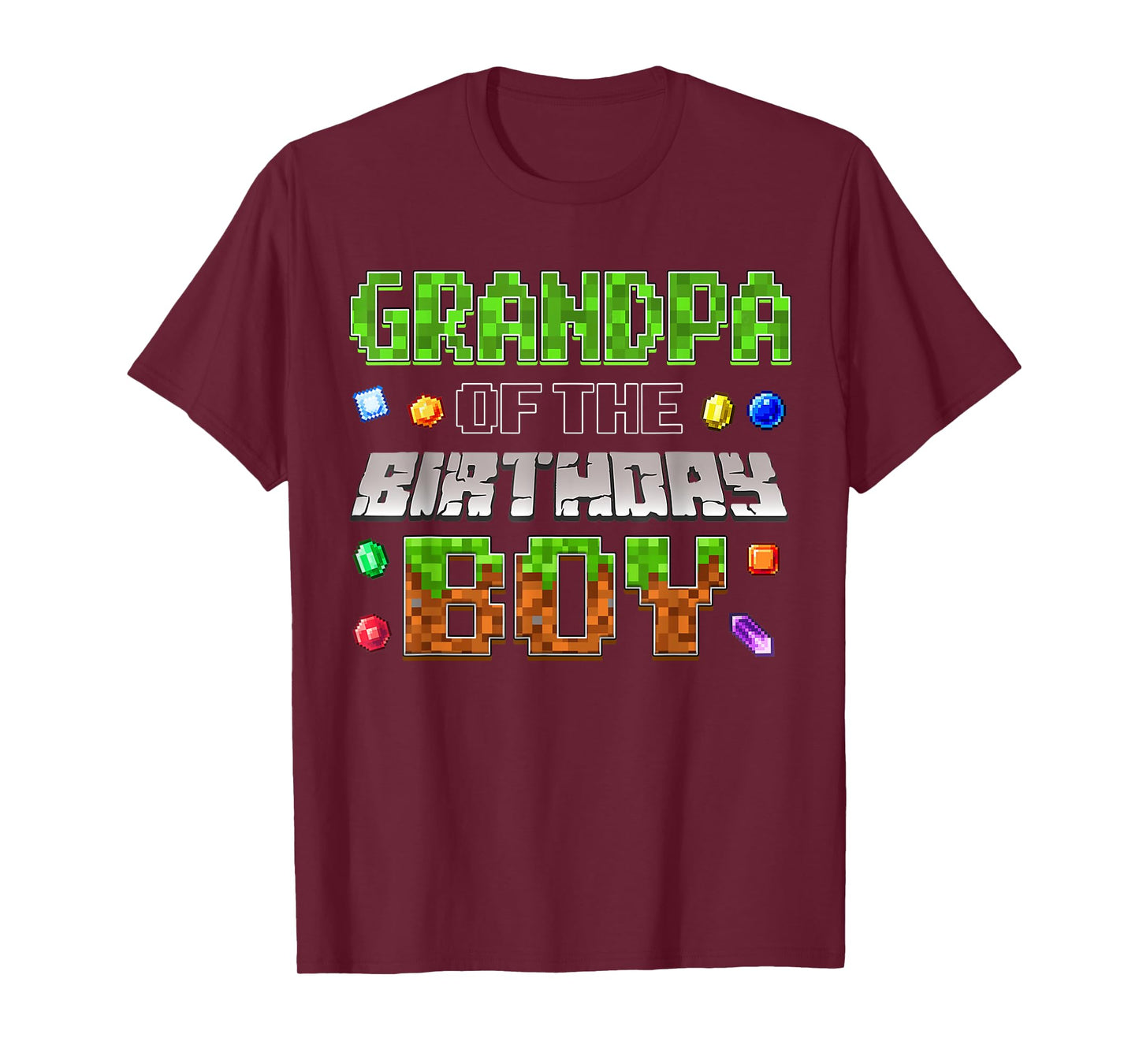 Grandpa Of The Birthday Boy Game Pixel Number Birthday Party T-Shirt