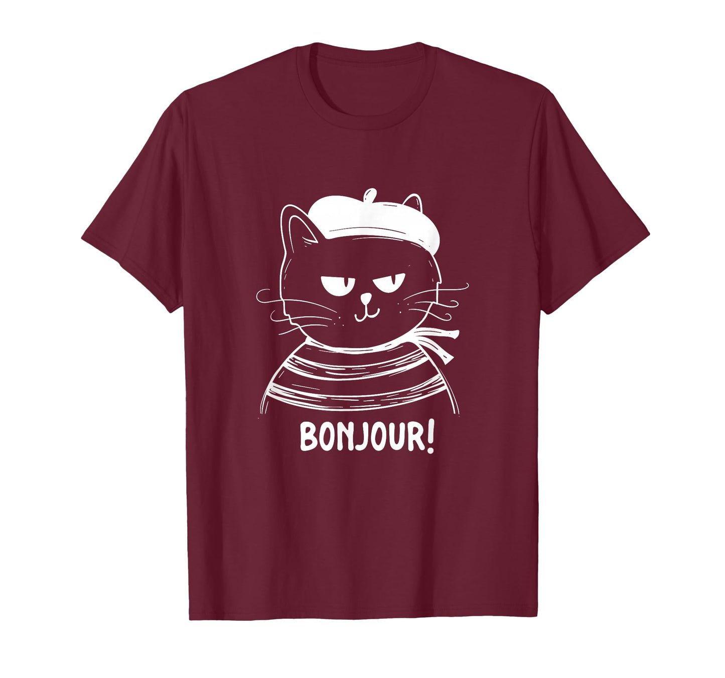 Bonjour - French Cat France Lover Francophile T-Shirt