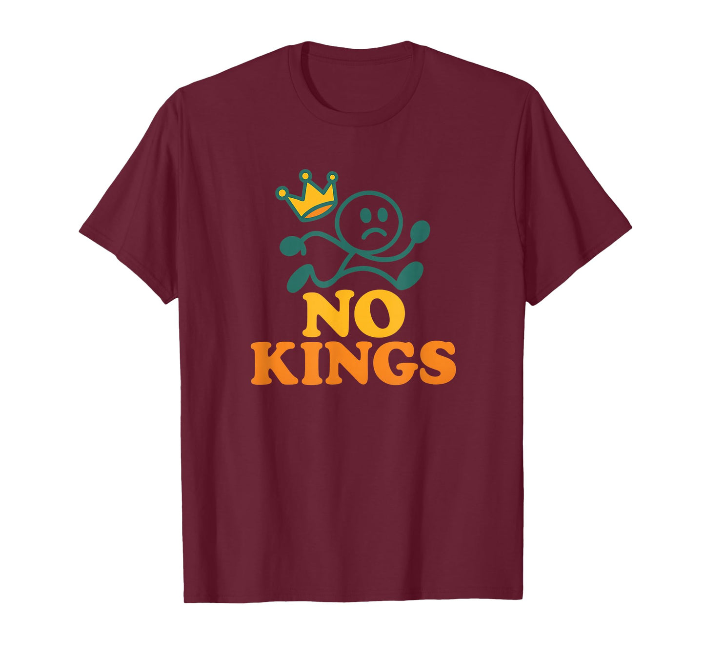 No Kings Retro Funny Anti Ego Cartoon Crown Equality T-Shirt