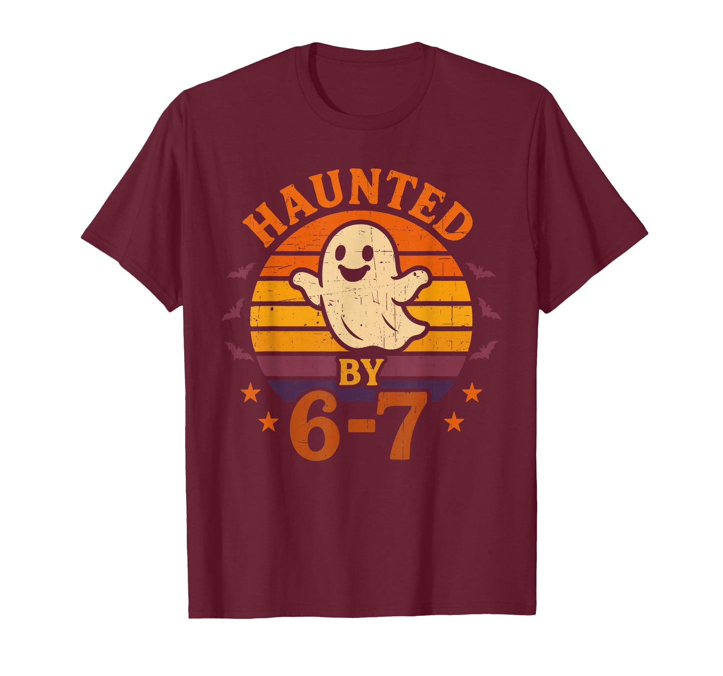 Haunted by 6-7 Halloween Costumes Ghost Bats Men Women T-Shirt