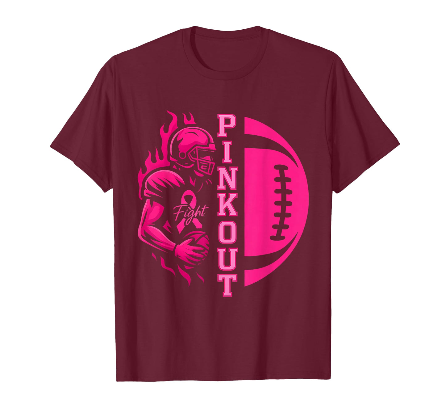 Pink Out Tackle Football Breast Cancer Awareness Men Boys T-Shirt
