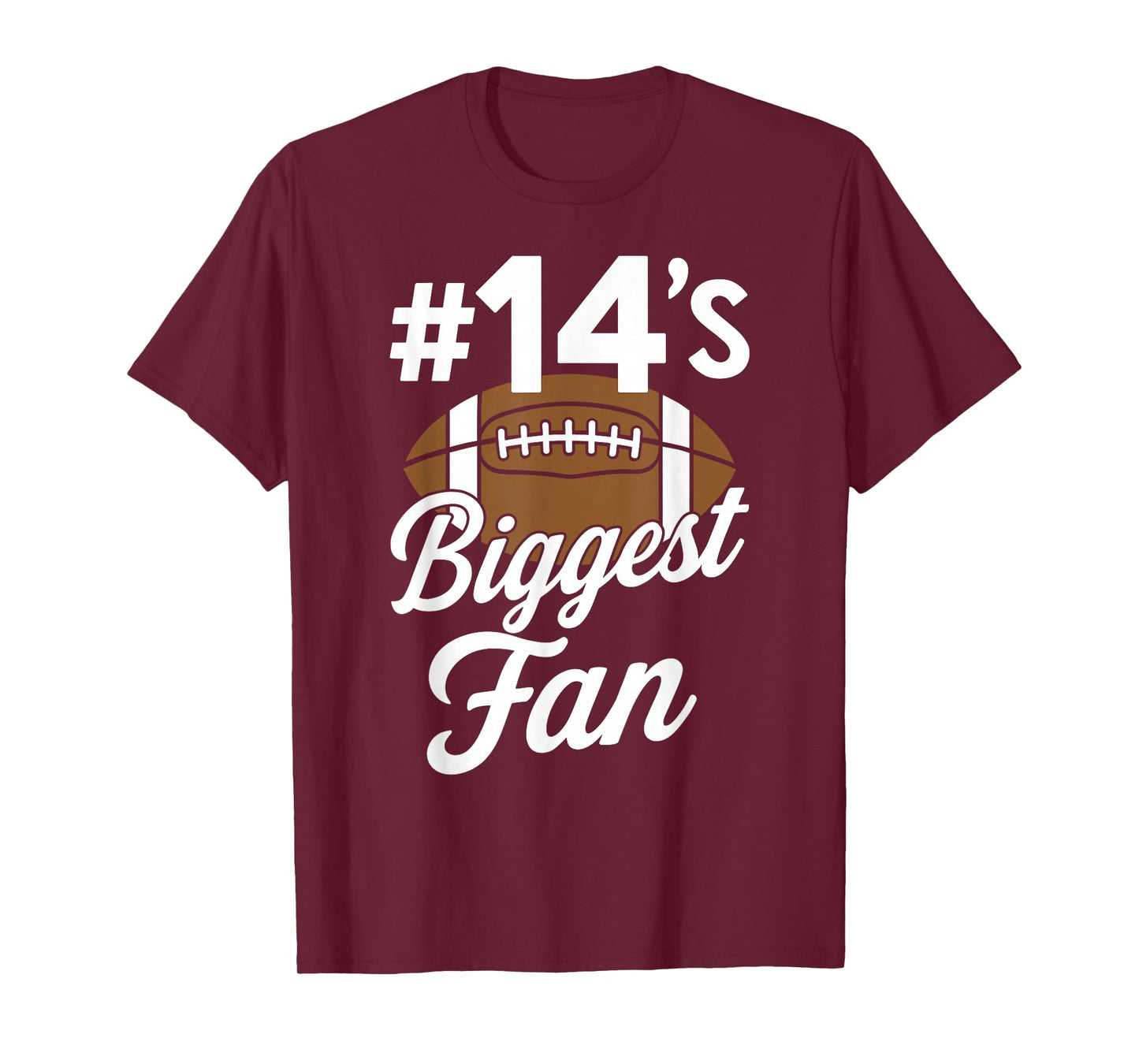Number 14 Biggest Fan Football Mom Woman Supporter Son Cheer T-Shirt