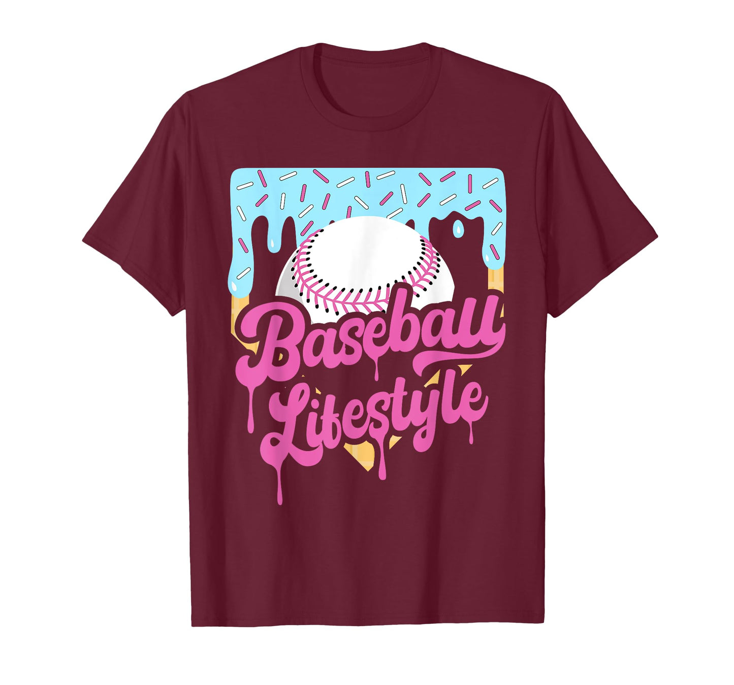 Baseball Lifestyle Home Plate Ice Cream Drip Men Boys Youth T-Shirt