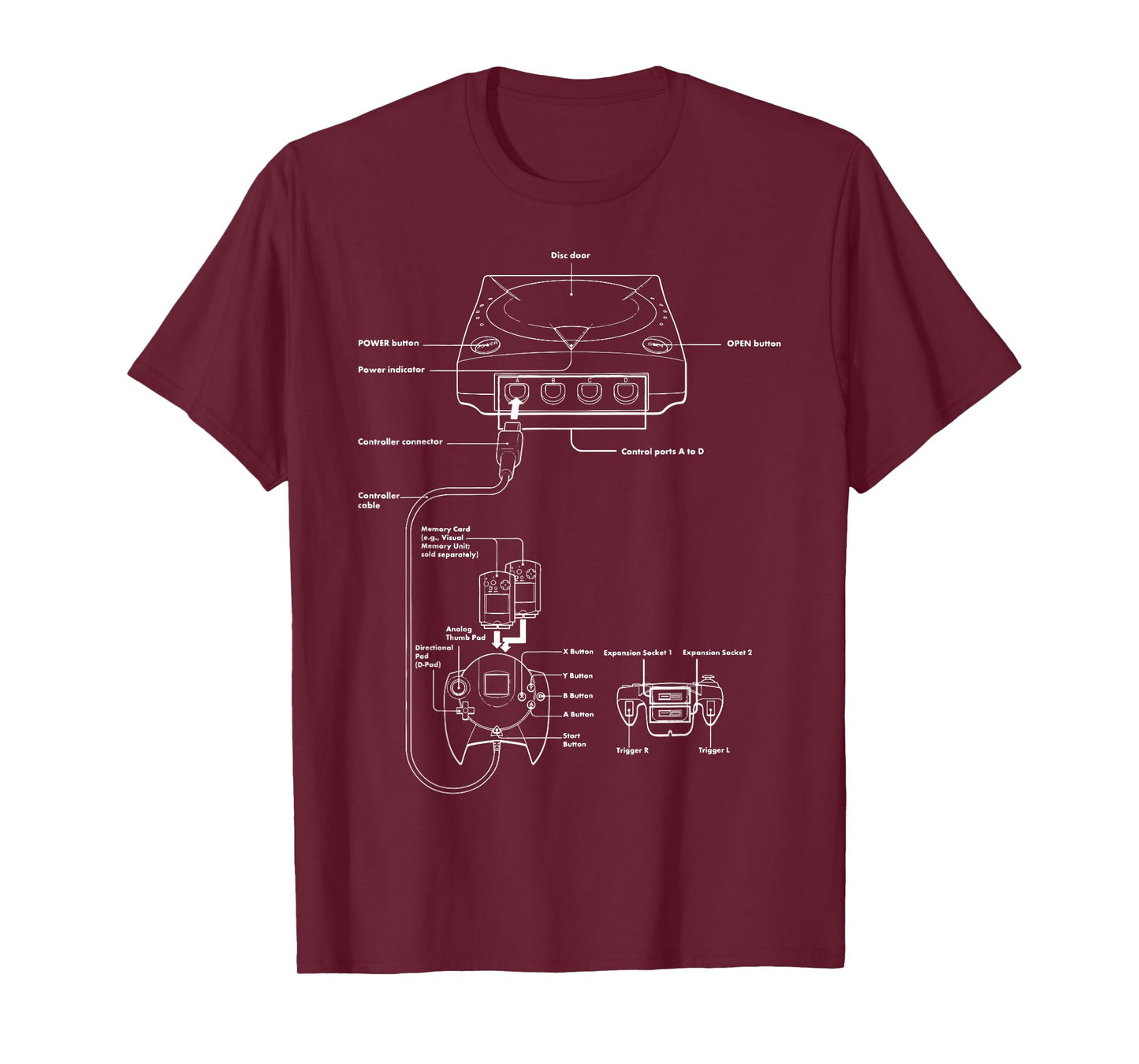Vintage Gaming Diagram - Video Game Console Retro Chart Gift T-Shirt