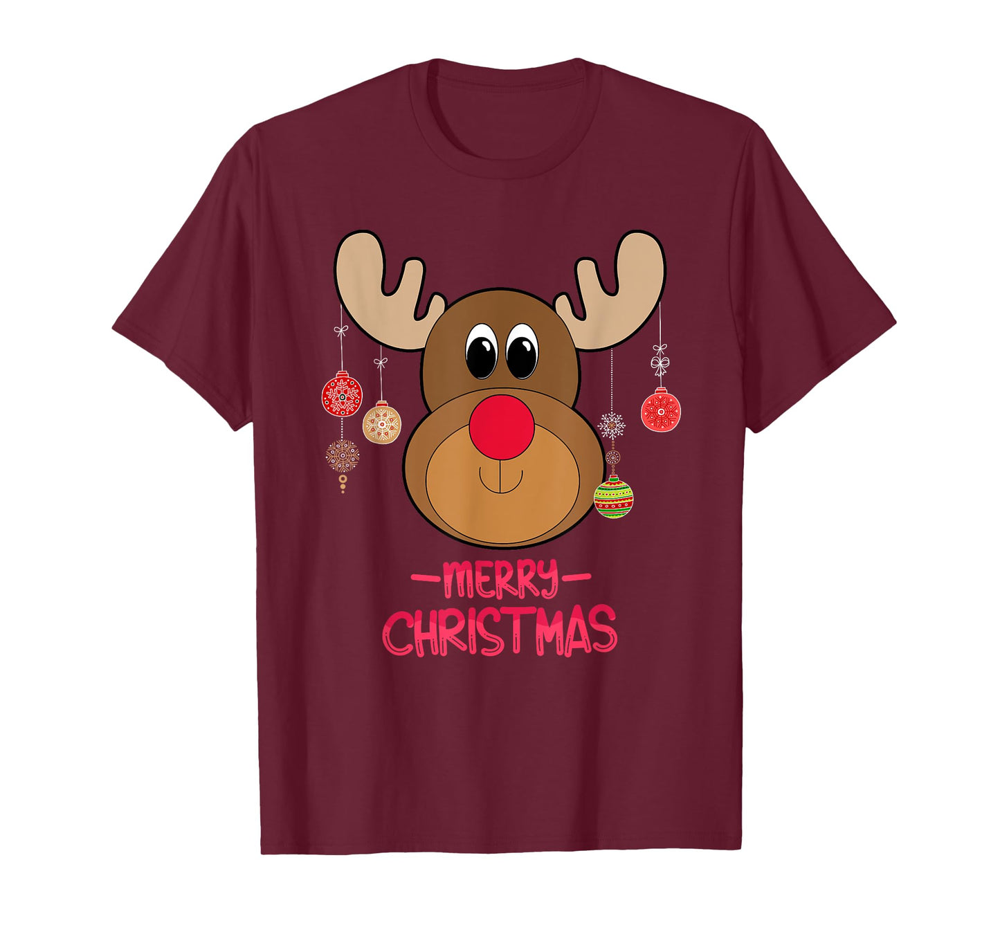 Rudolph Red Nose Reindeer Cute Santa Christmas T-Shirt